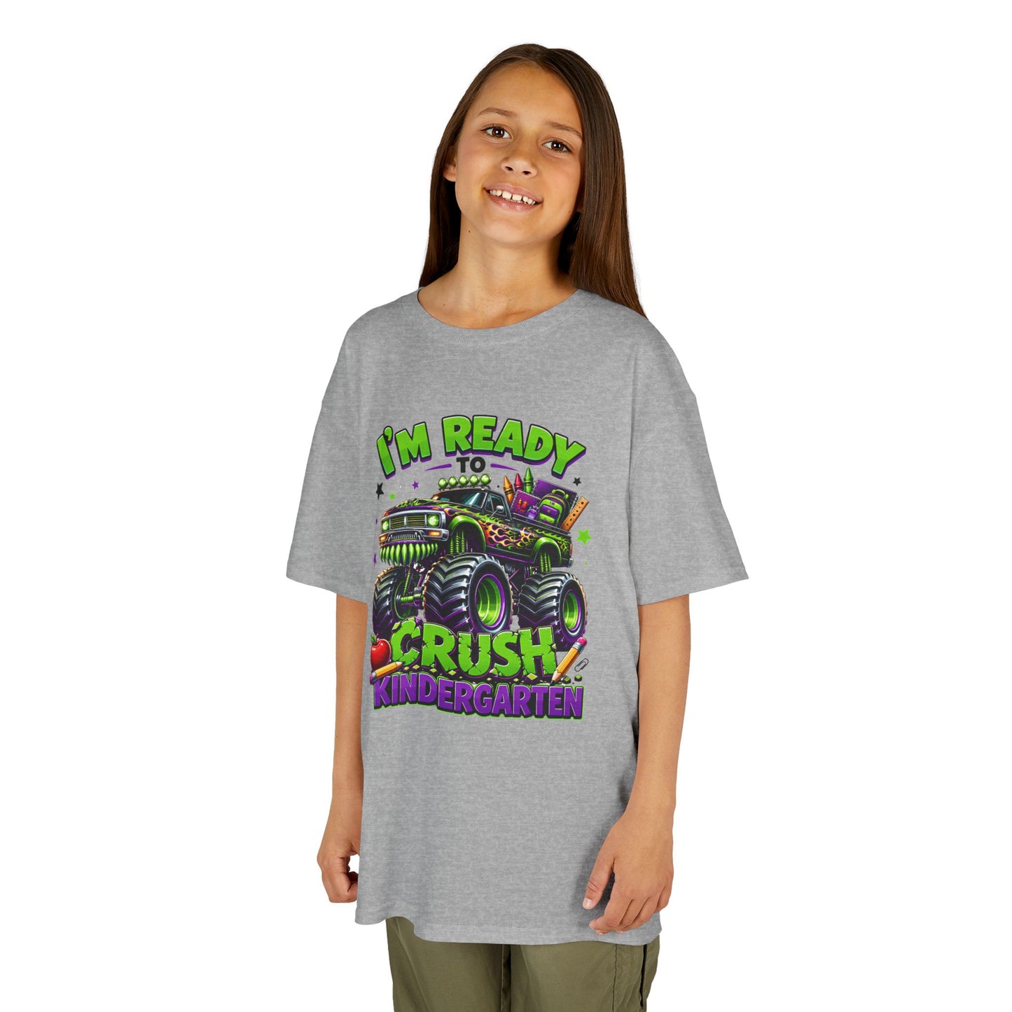 I’m Ready to Crush Kindergarten Monster Truck Kids T-Shirt – First Day of School Tee