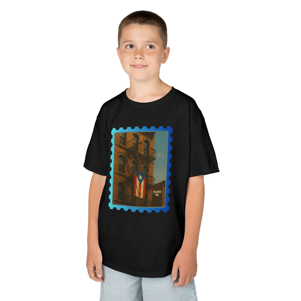 Boricua Barrio Kids T-Shirt – Puerto Rican Flag NYC Street Art