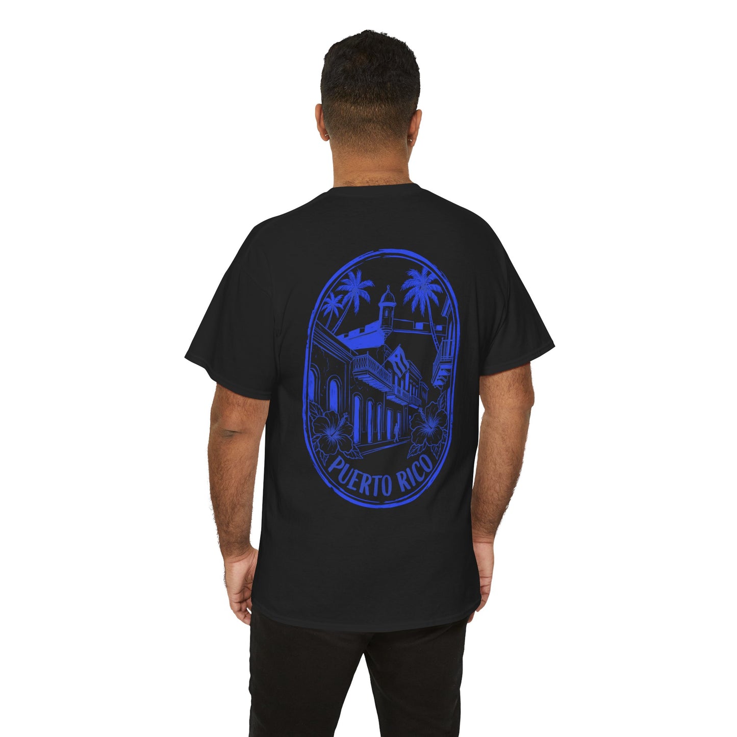 Puerto Rico Streets Tee — Handwritten Logo & Old San Juan Back Illustration