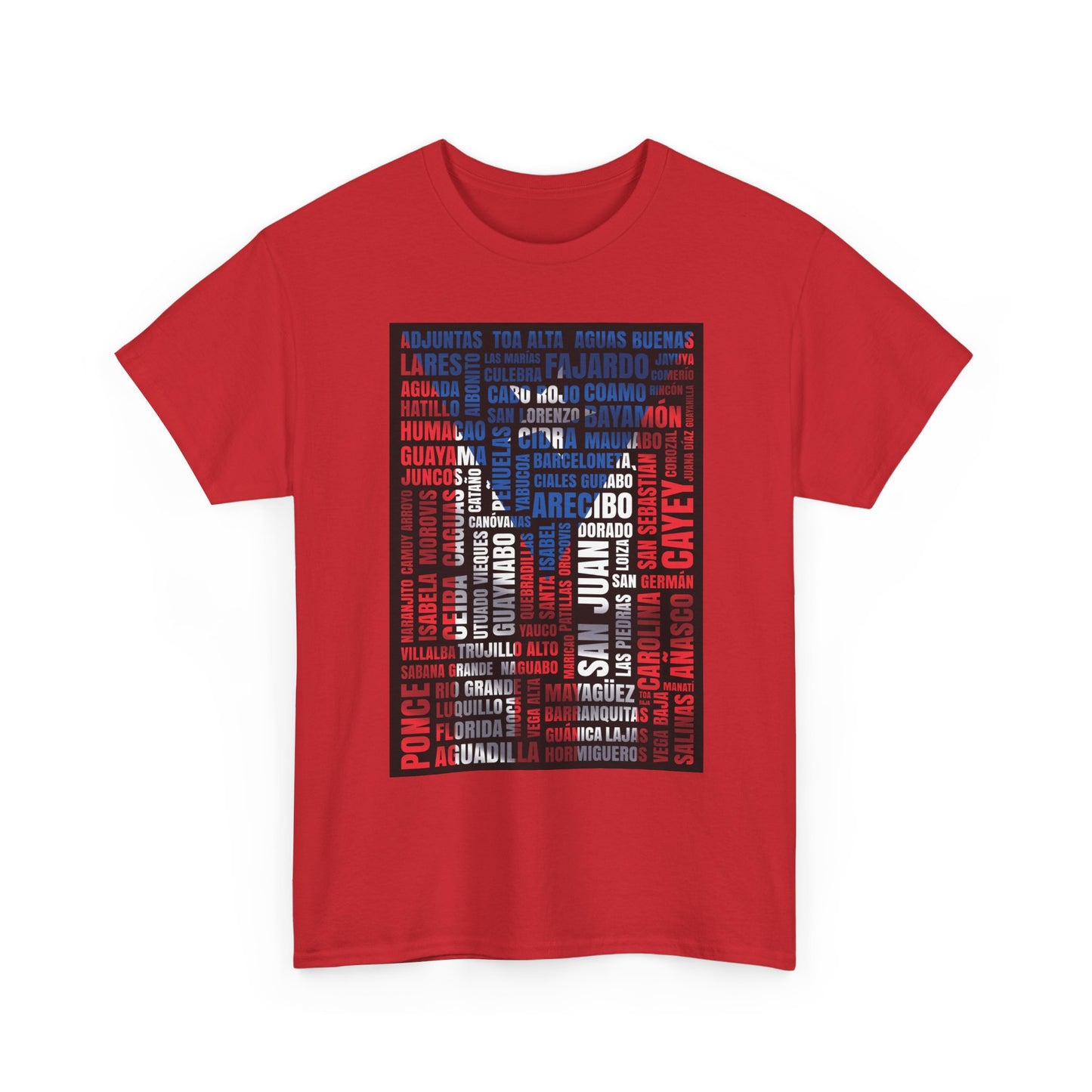 Puerto Rico Flag Word Cloud T-Shirt — Puerto Rican Pride Tee with Names Design