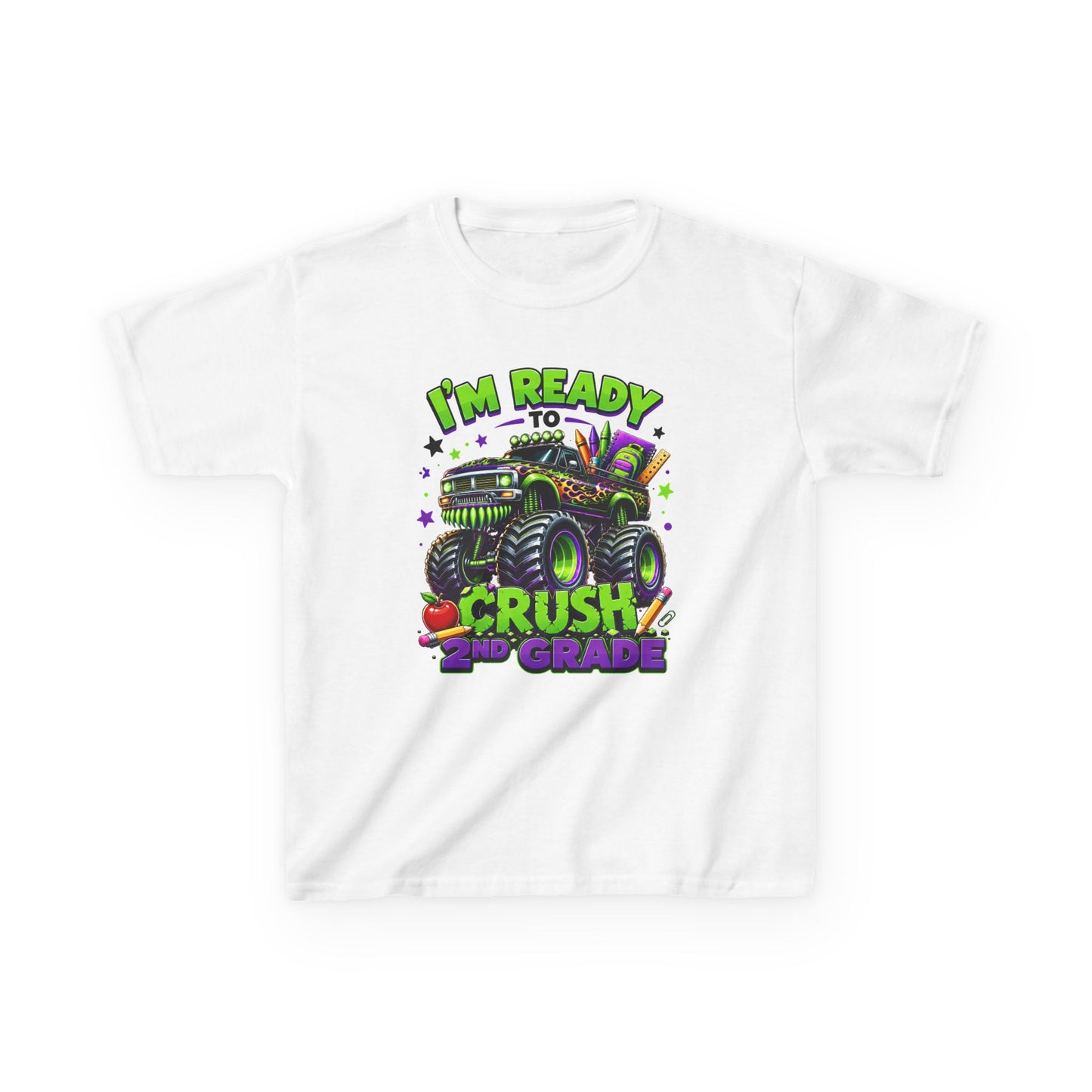 I’m Ready to Crush 2nd Grade Monster Truck Kids T-Shirt – Back to School Tee