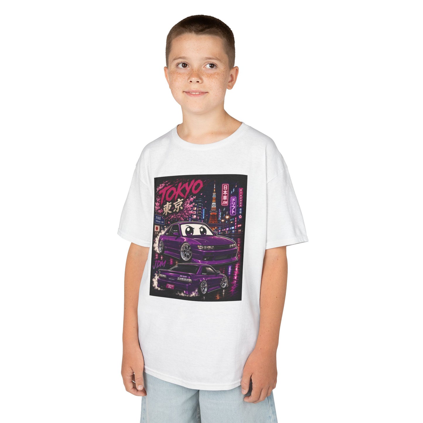 Kids Tokyo Night Drift Tee — Retro Neon City Racing Graphic