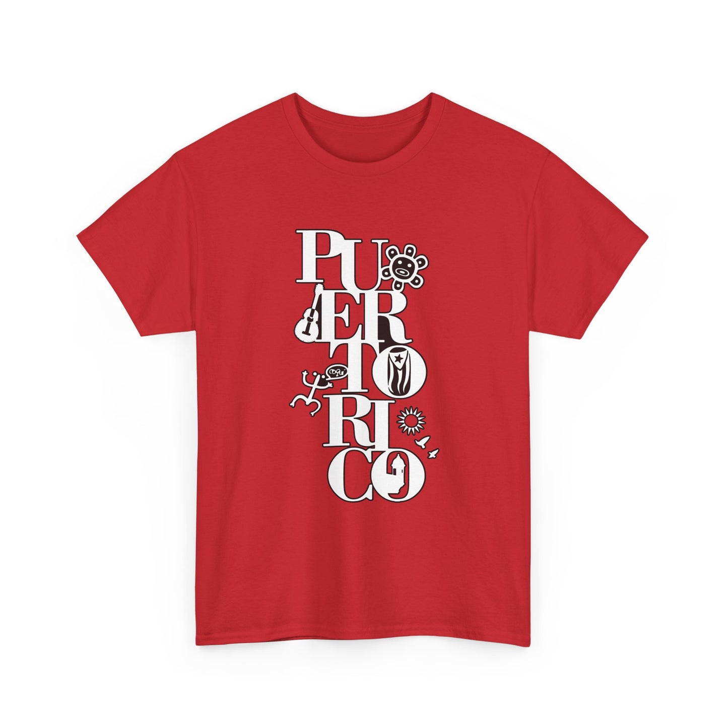 Puerto Rico Floral Vertical Tee — Retro Typography Island Shirt