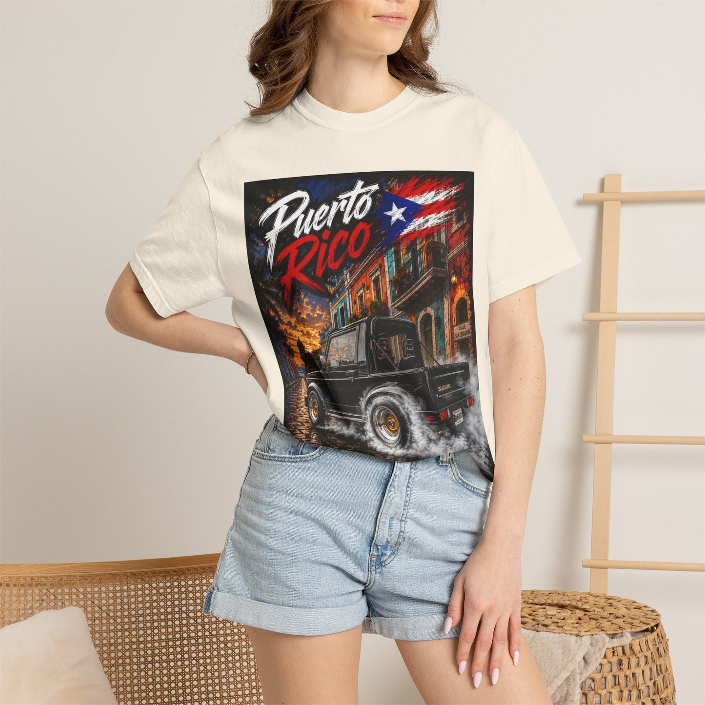 Puerto Rico Samuri Burnout T-Shirt — Retro Island Flag Graphic Tee