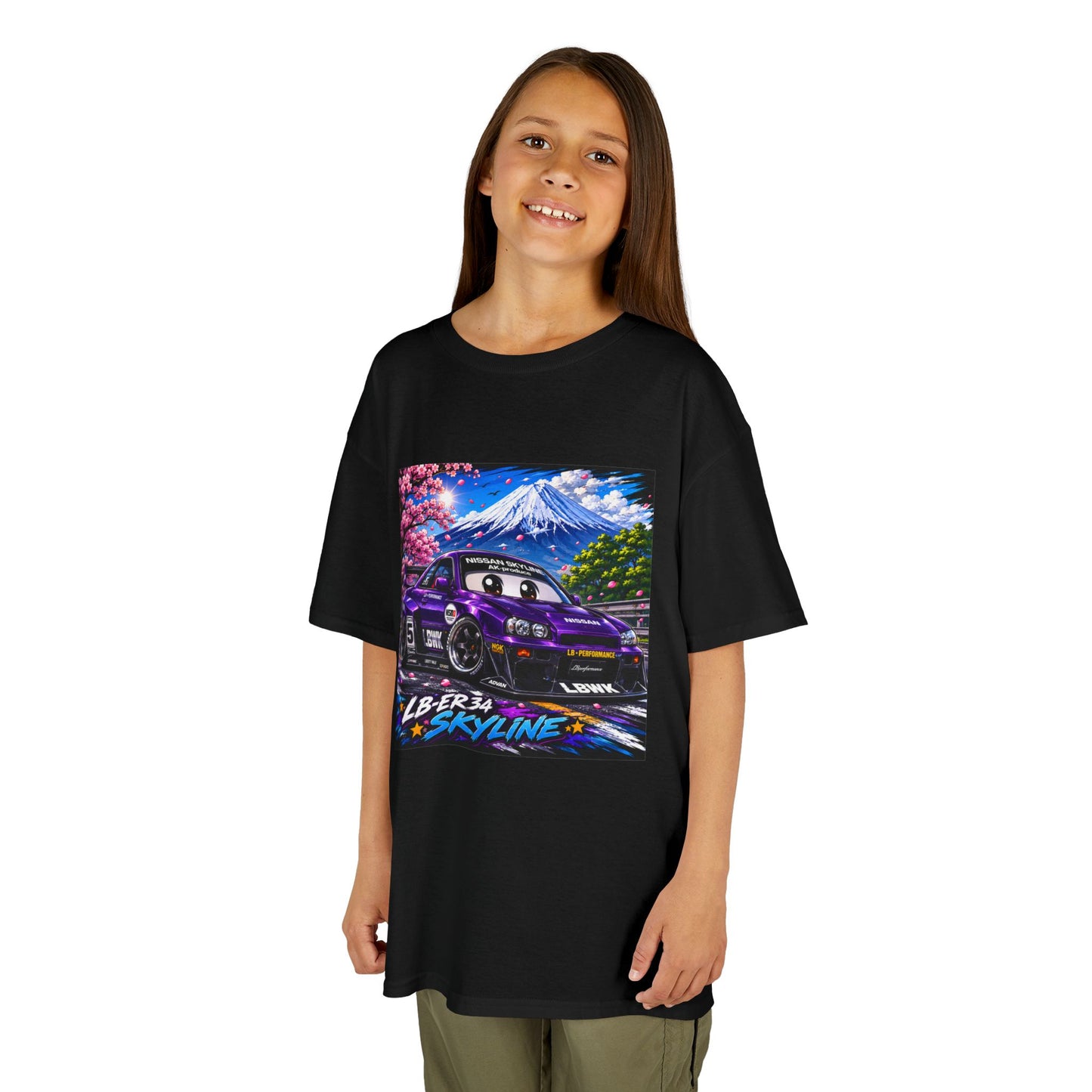 Kids T‑Shirt — Retro Japanese Drift Car Graphic (“Liberty Skyline”)
