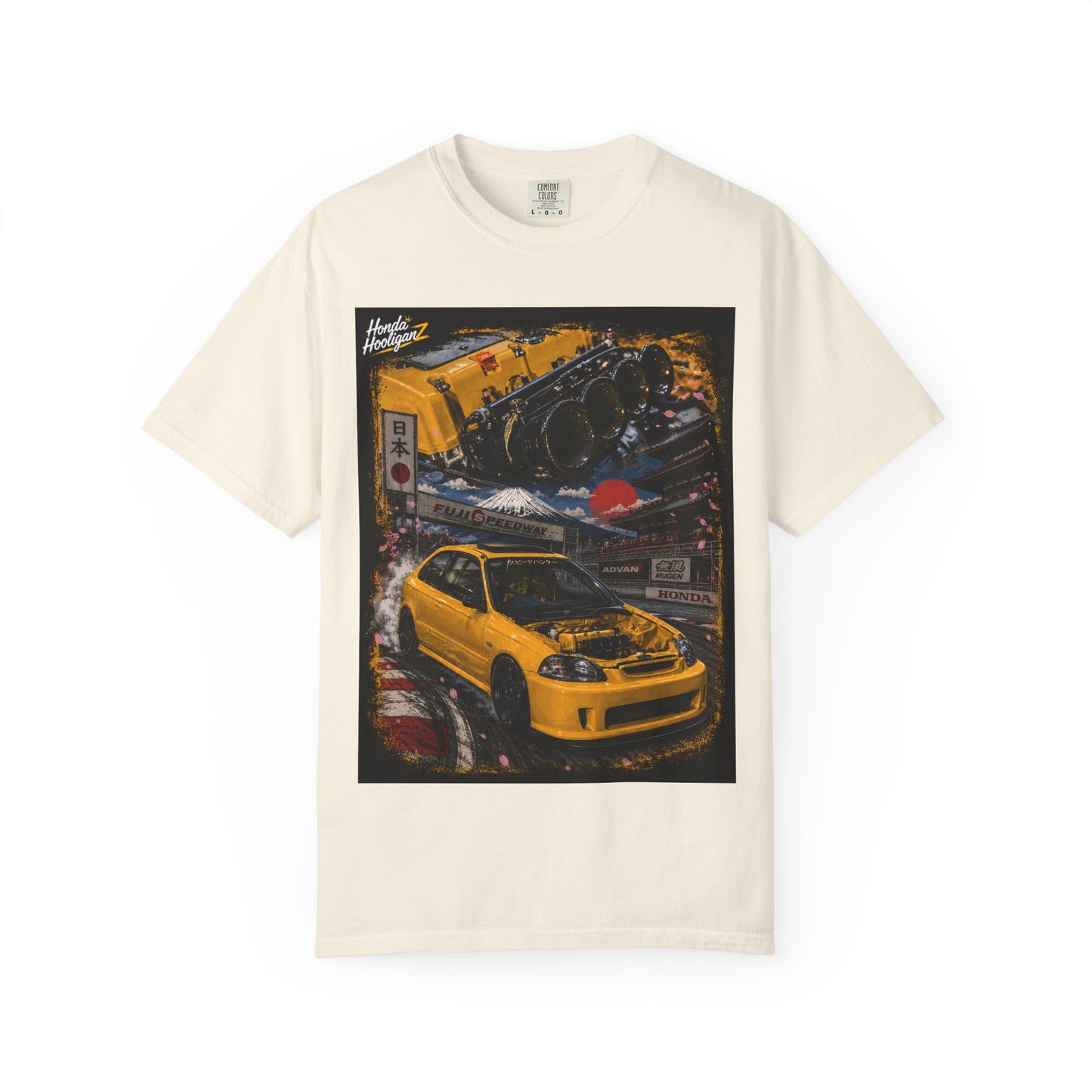 Street Racing Honda Civic T-Shirt — Yellow JDM Car Graphic Tee