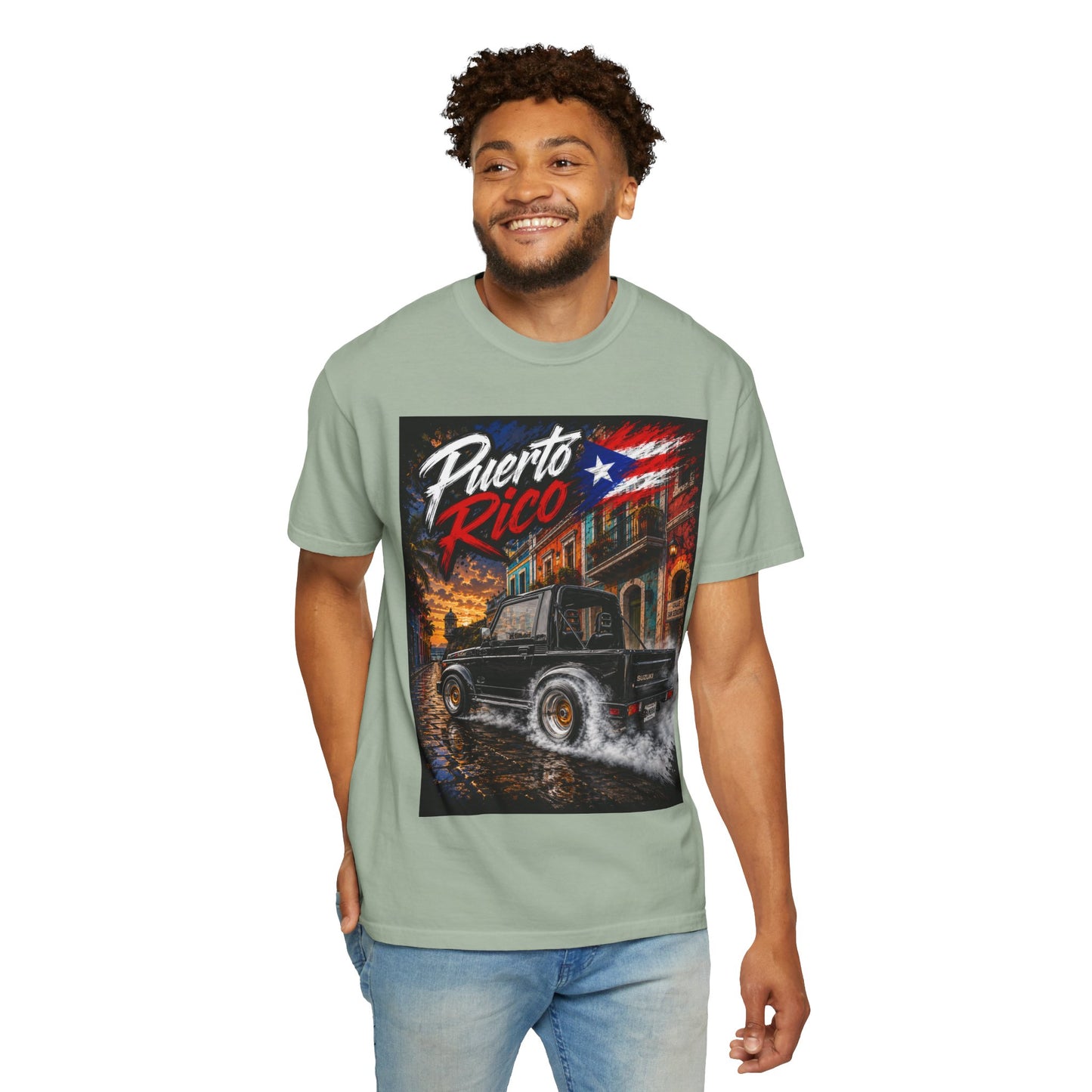 Puerto Rico Samuri Burnout T-Shirt — Retro Island Flag Graphic Tee