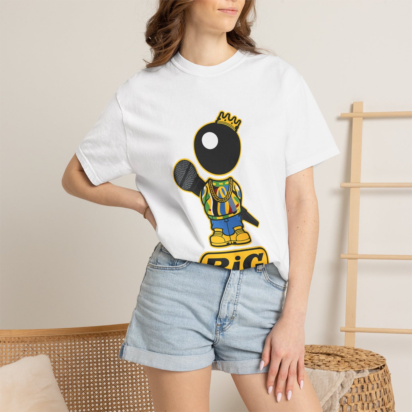 BiG Hip-Hop Icon Cartoon T-Shirt | Retro 90s Rap Inspired Streetwear Design