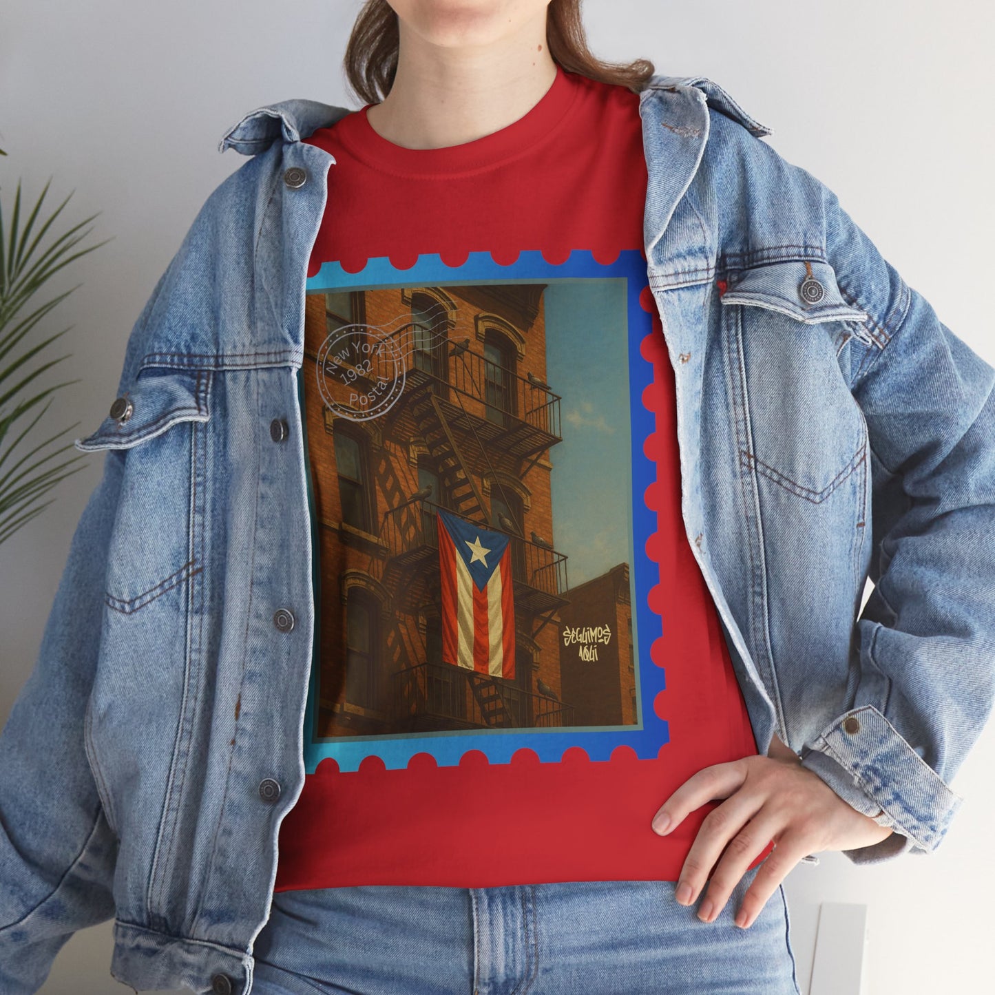 Seguimos Aquí Puerto Rican Pride Tee — New York 1982 Vintage Flag Tribute