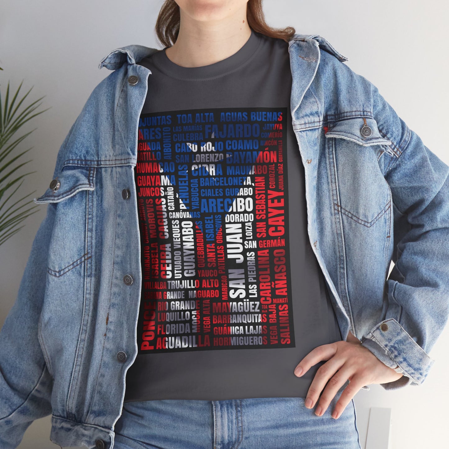 Puerto Rico Flag Word Cloud T-Shirt — Puerto Rican Pride Tee with Names Design