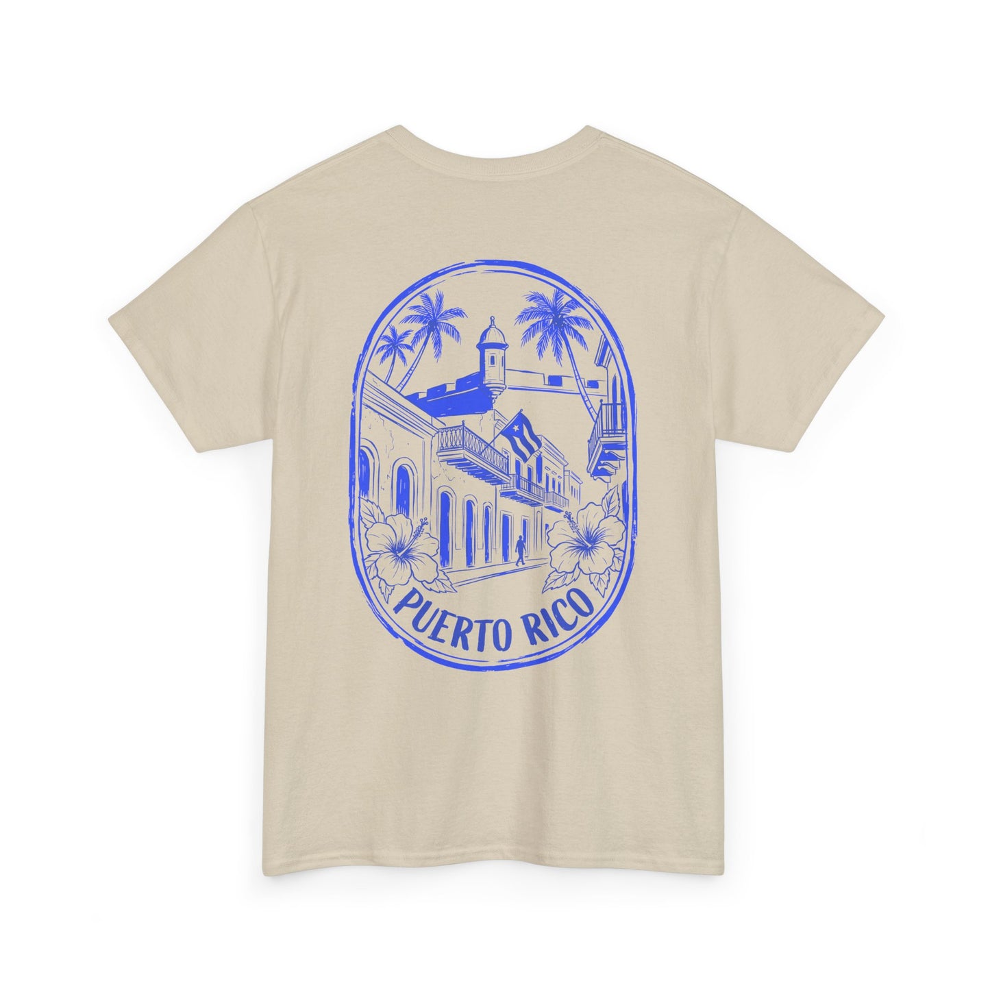 Puerto Rico Streets Tee — Handwritten Logo & Old San Juan Back Illustration