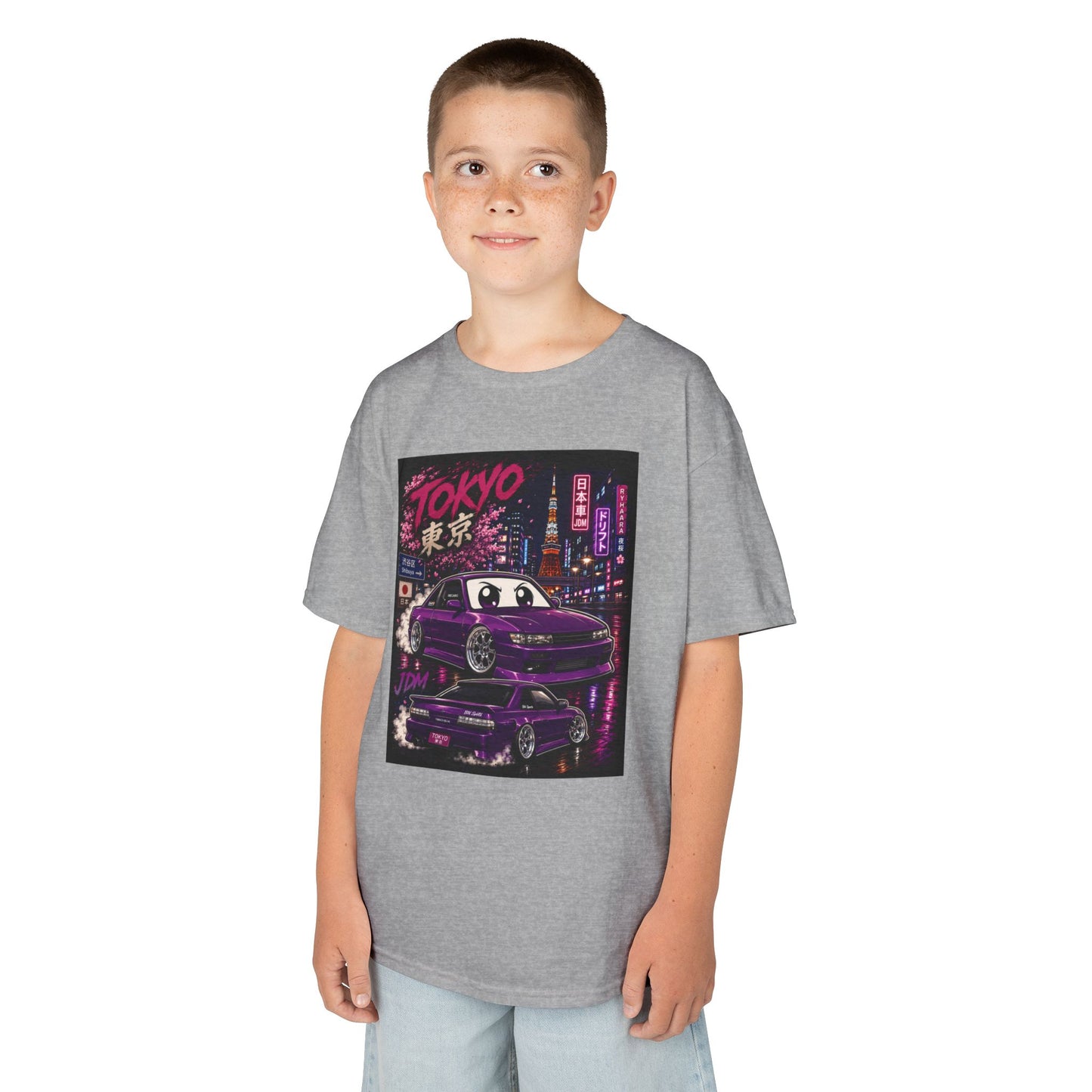 Kids Tokyo Night Drift Tee — Retro Neon City Racing Graphic