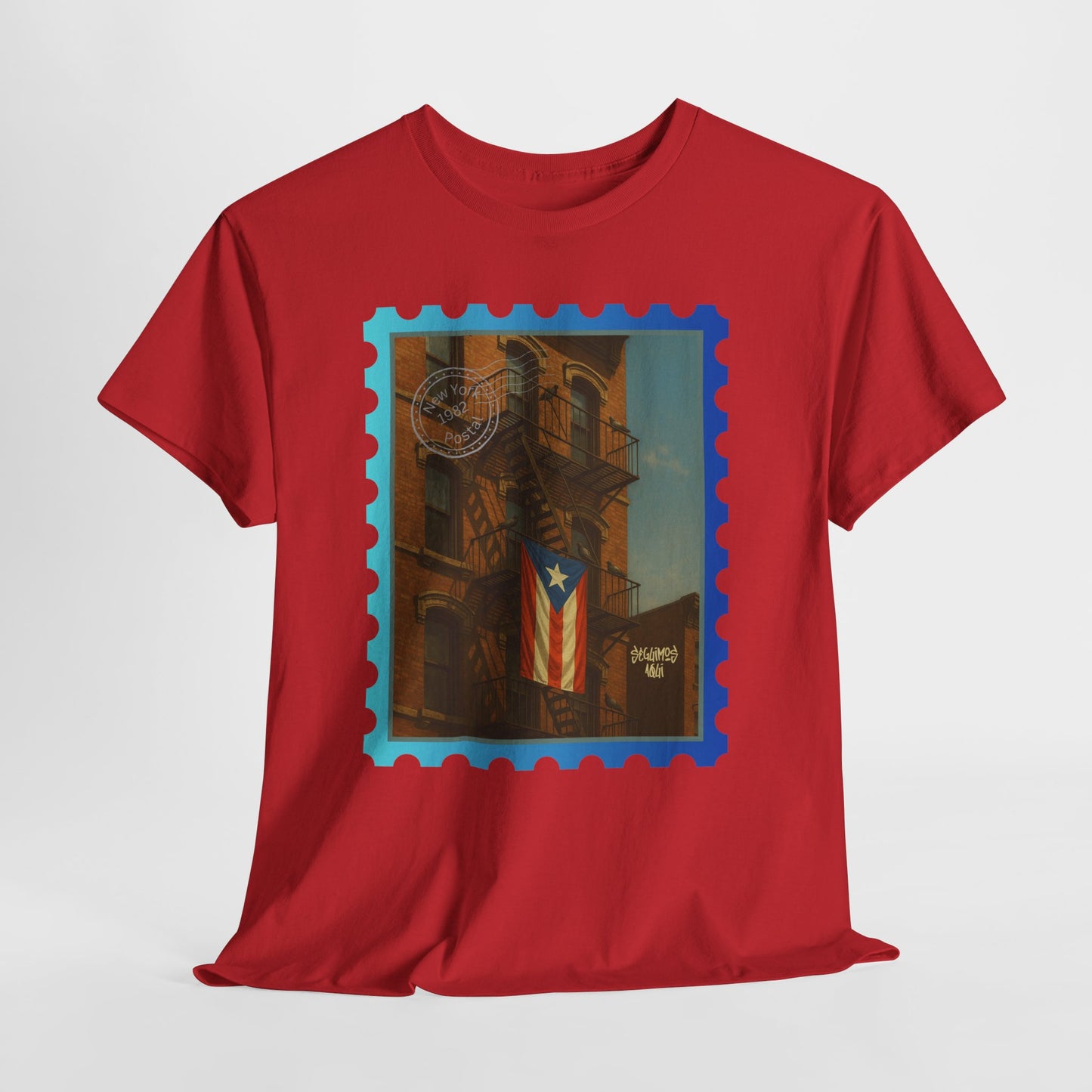 Seguimos Aquí Puerto Rican Pride Tee — New York 1982 Vintage Flag Tribute