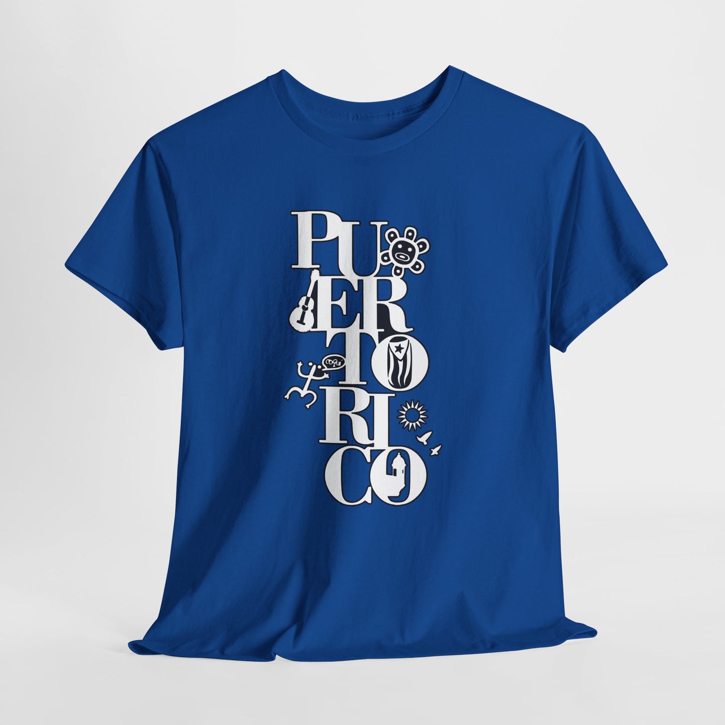Puerto Rico Floral Vertical Tee — Retro Typography Island Shirt