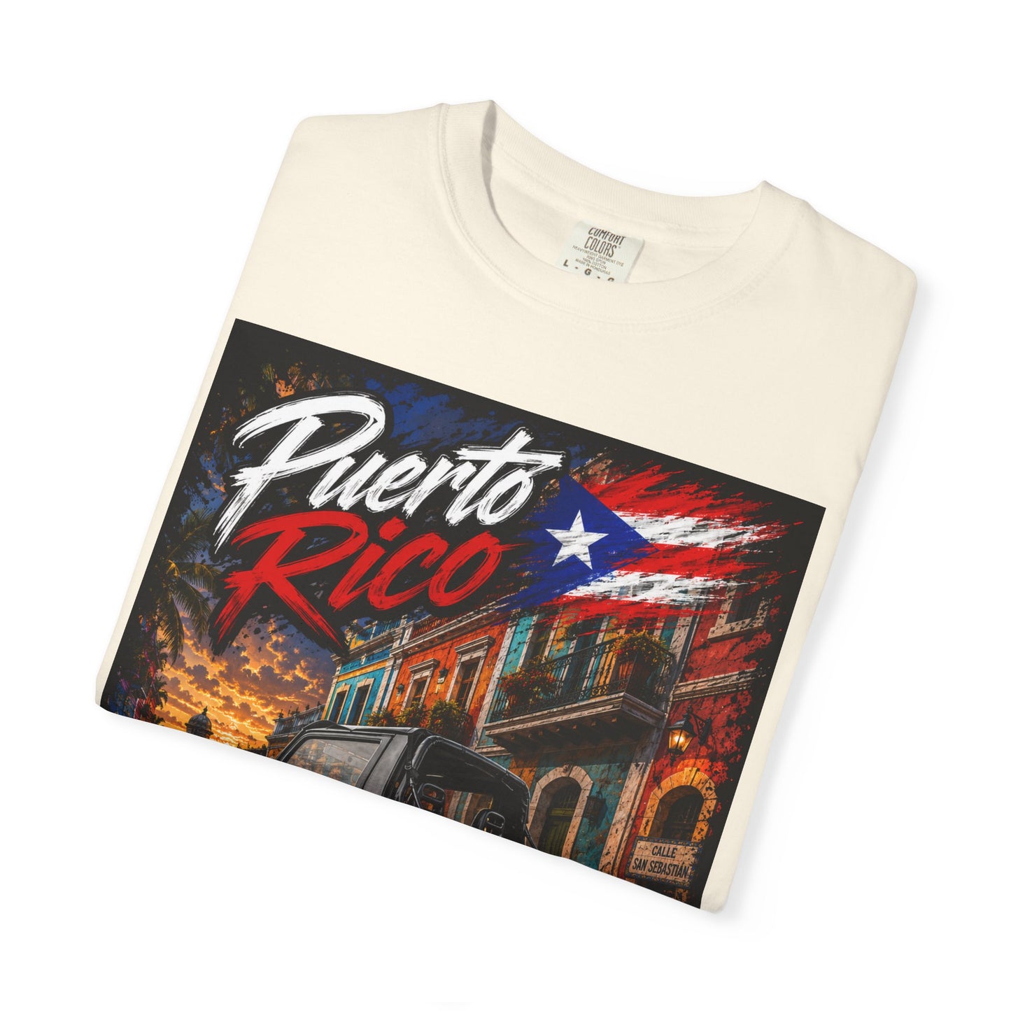 Puerto Rico Samuri Burnout T-Shirt — Retro Island Flag Graphic Tee