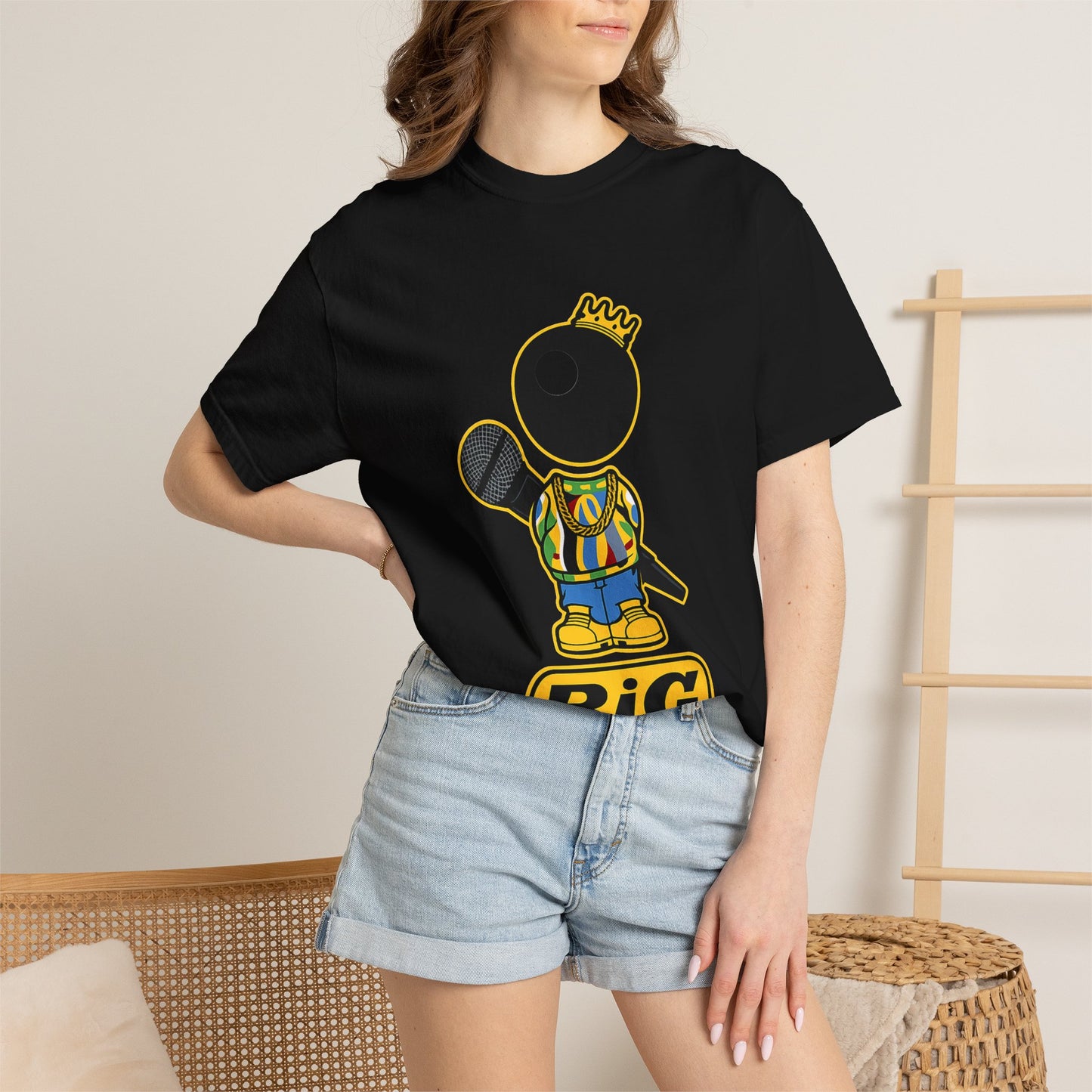BiG Hip-Hop Icon Cartoon T-Shirt | Retro 90s Rap Inspired Streetwear Design