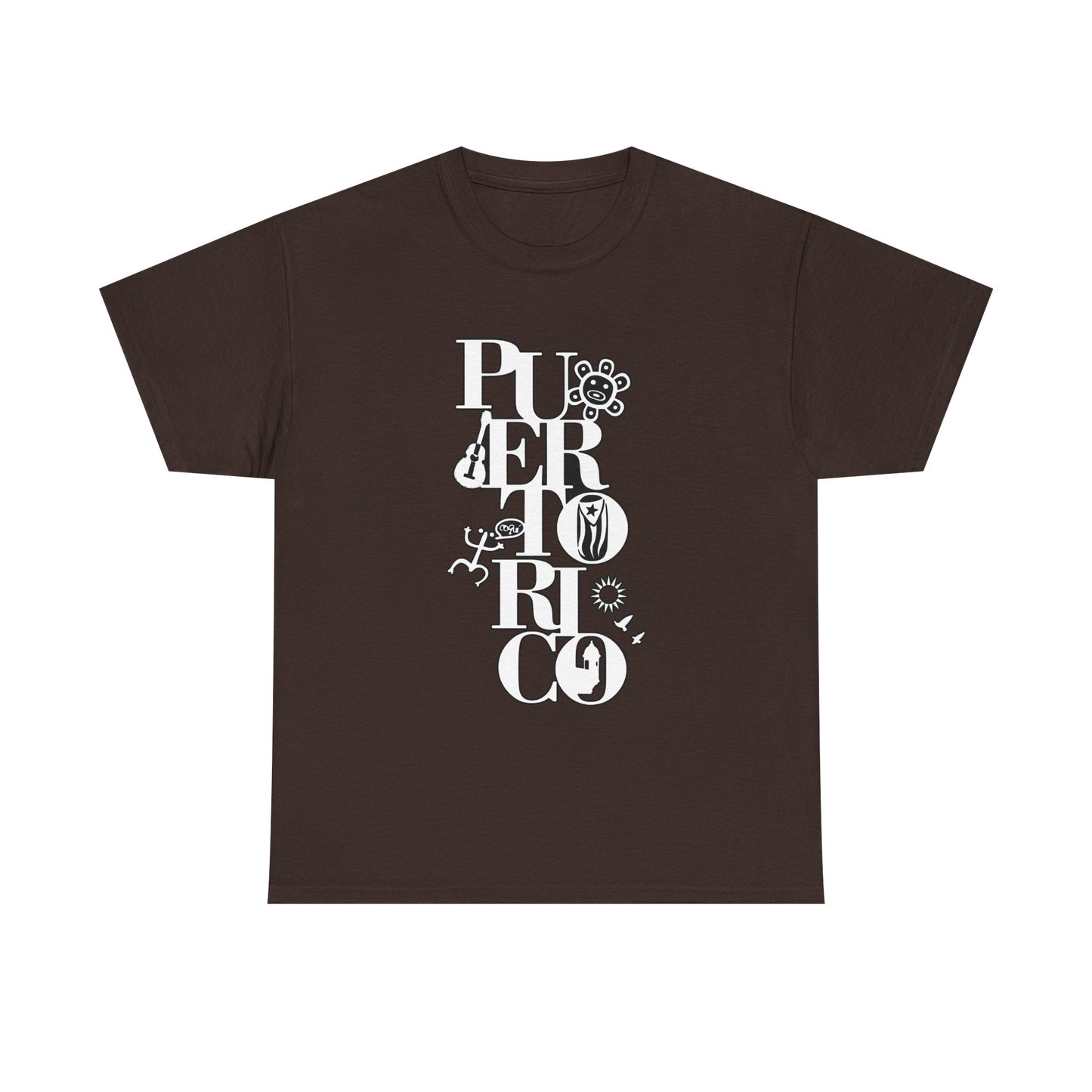 Puerto Rico Floral Vertical Tee — Retro Typography Island Shirt