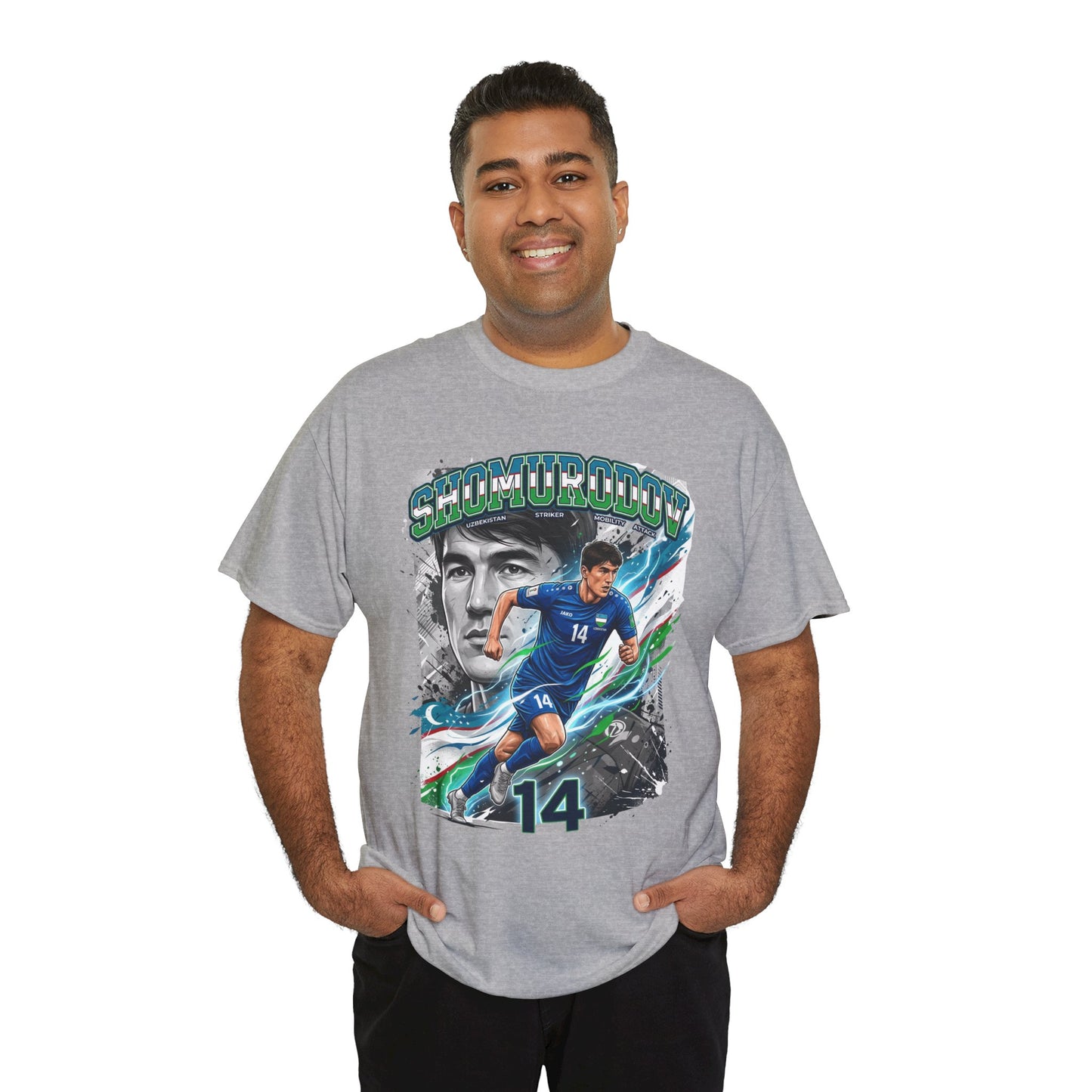 Shomurodov #14 – Uzbekistan’s Dynamic Striker T-Shirt
