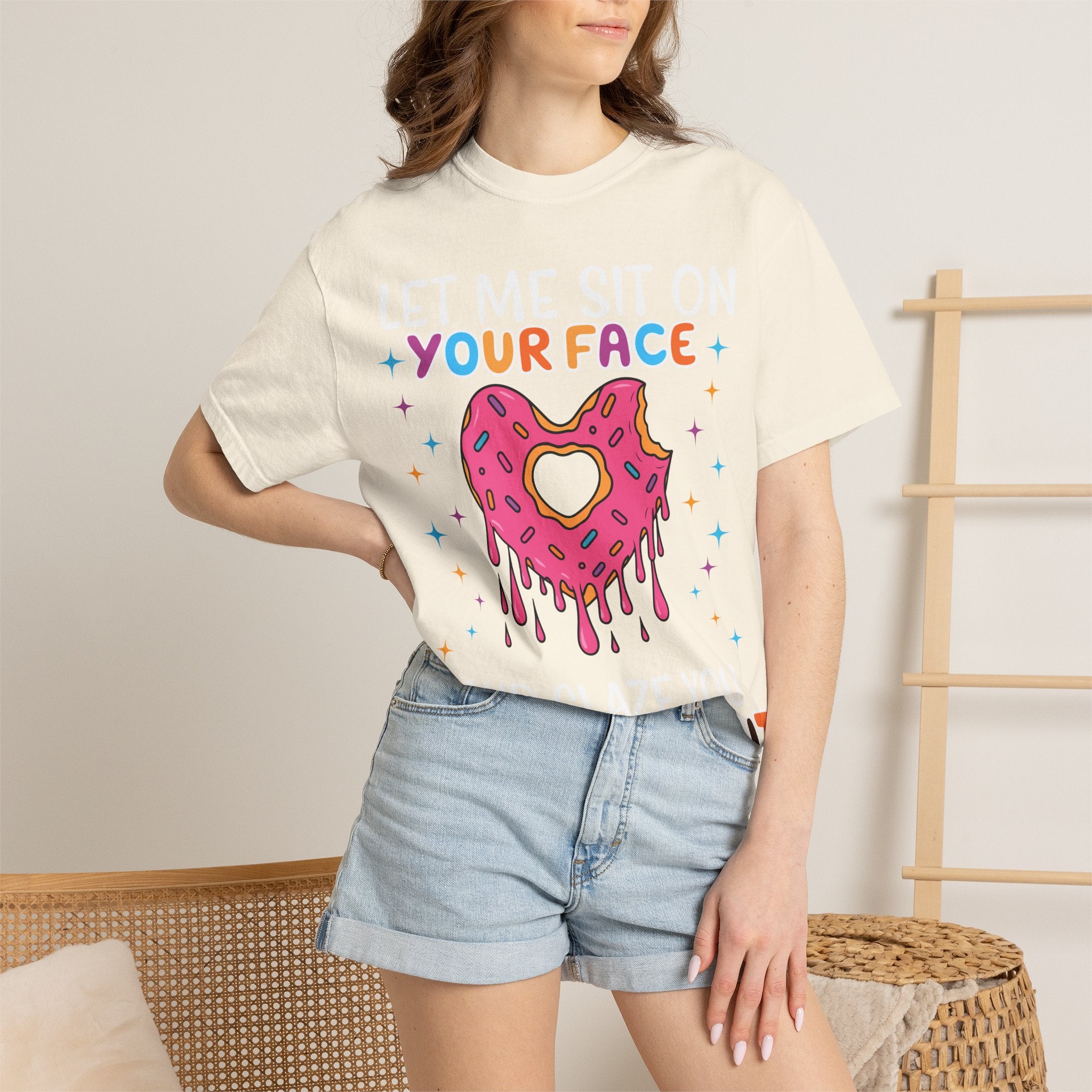 "Let Me Sit On Your Face Like a Donut" Cute Drippy Donut Graphic Tee