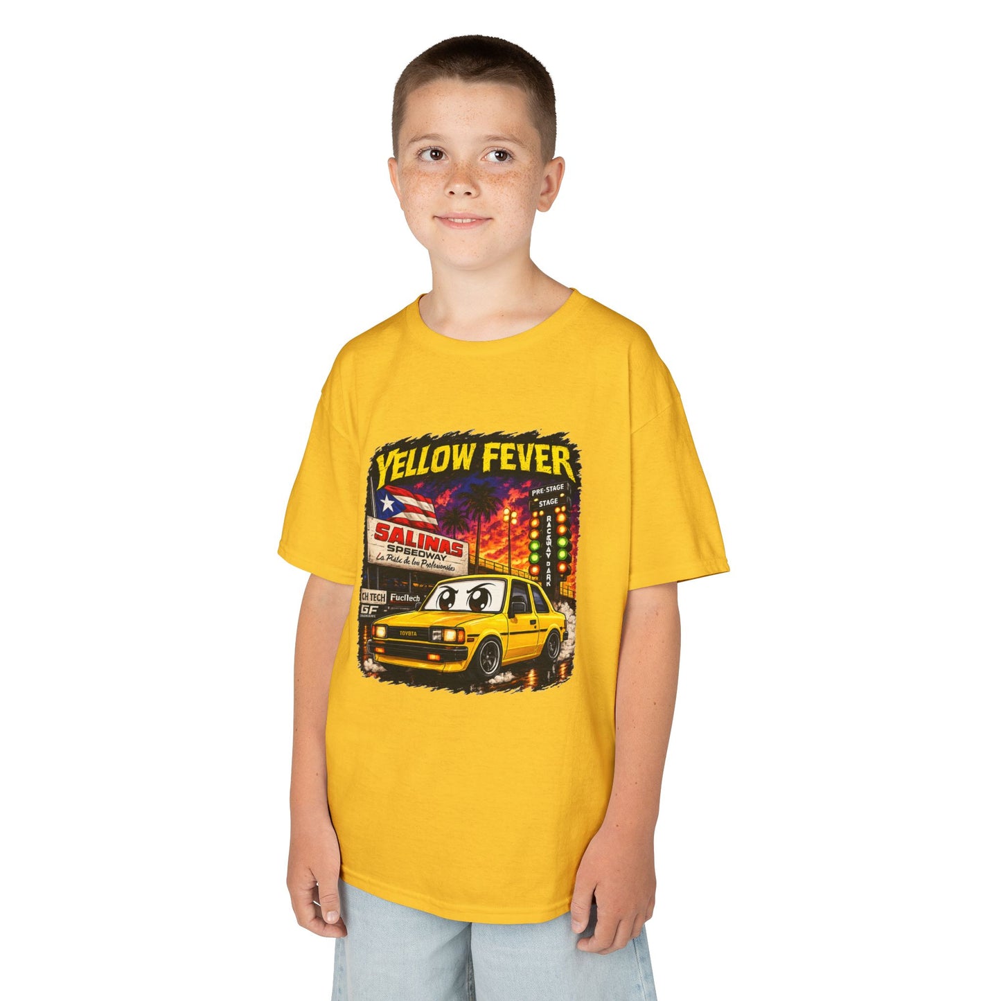 Kids T‑Shirt — "Yellow Fever" Vintage Toyota 1.8 Graphic Tee