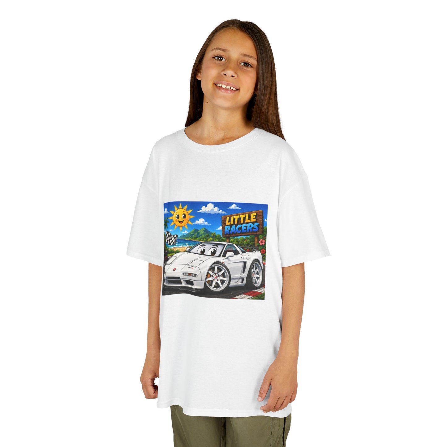 Kids Racing Car T‑Shirt — 'Little Racers' White NSX Graphic Tee