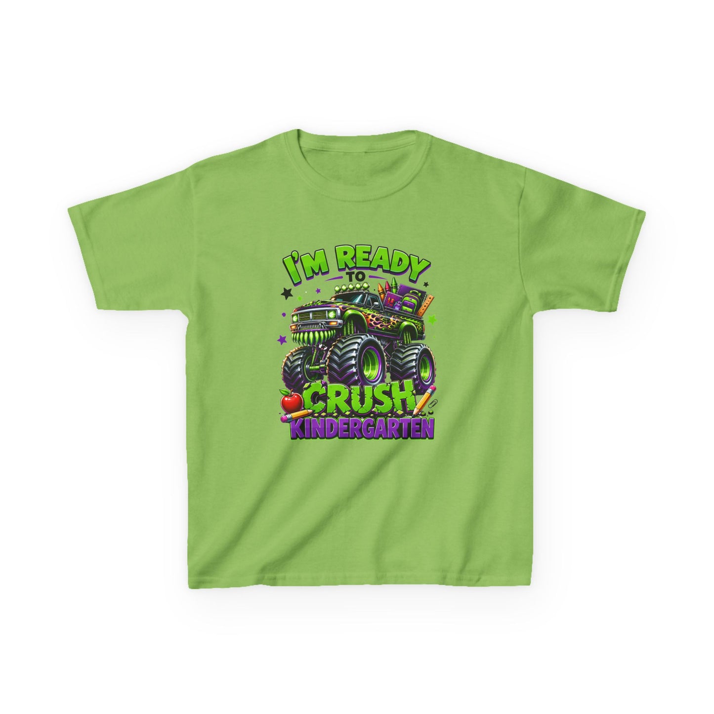 I’m Ready to Crush Kindergarten Monster Truck Kids T-Shirt – First Day of School Tee