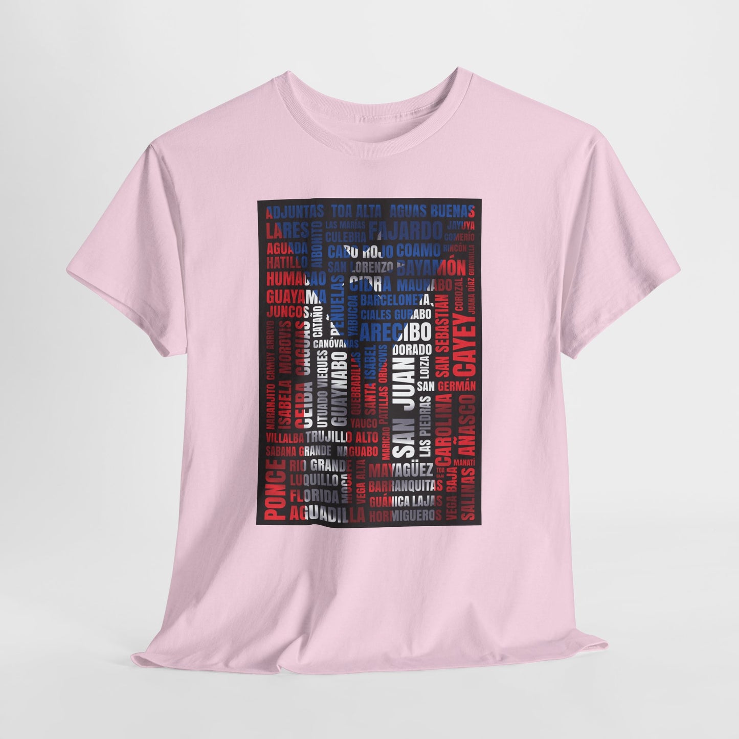 Puerto Rico Flag Word Cloud T-Shirt — Puerto Rican Pride Tee with Names Design