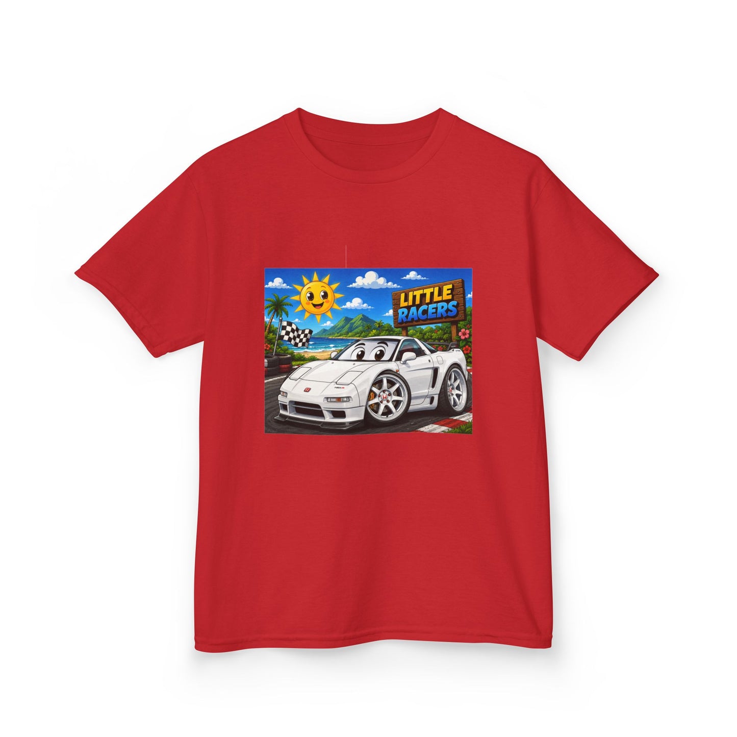 Kids Racing Car T‑Shirt — 'Little Racers' White NSX Graphic Tee