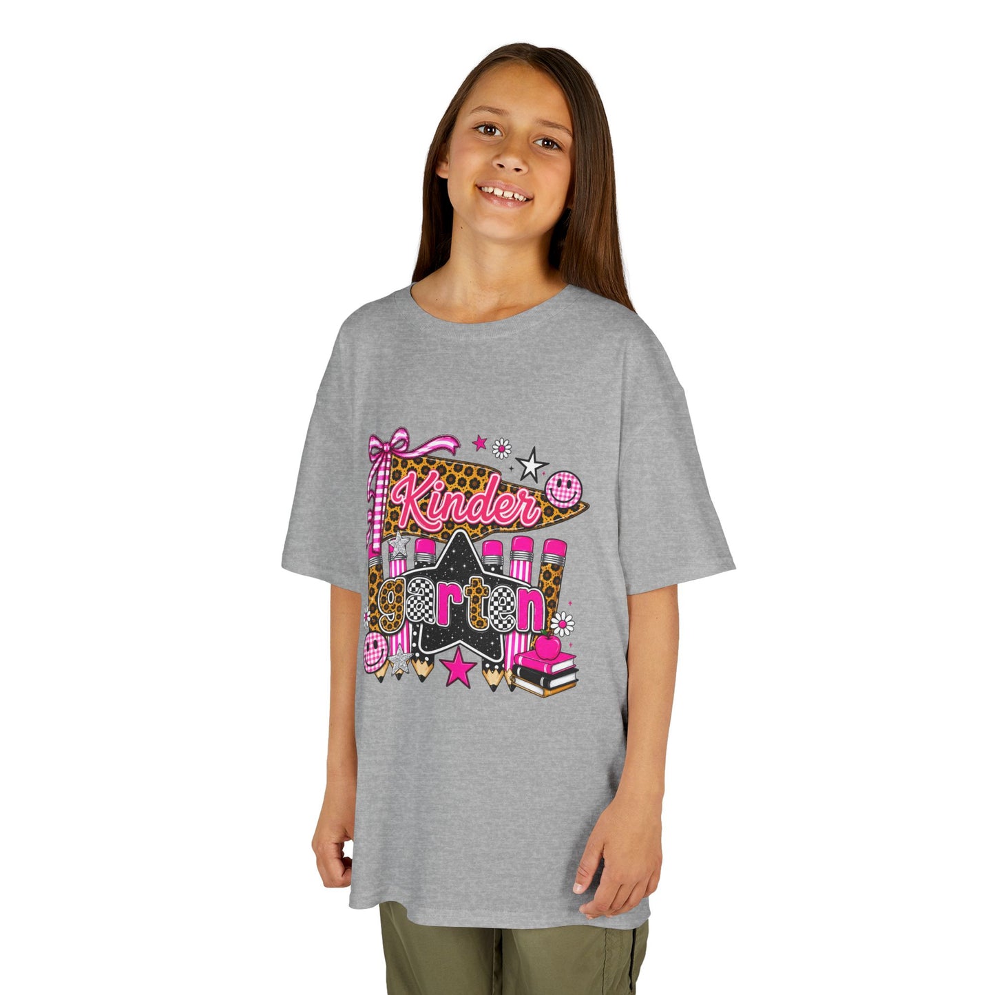 Kindergarten Girl Back to School T-Shirt – Pink Leopard First Day of Kindergarten Tee