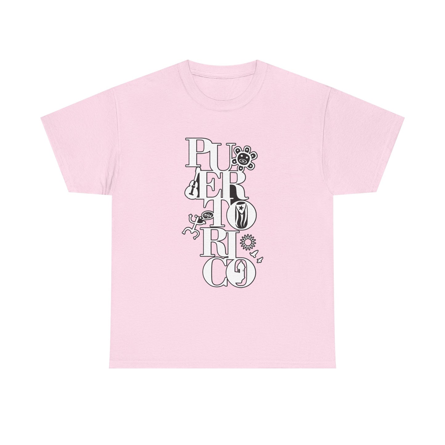 Puerto Rico Floral Vertical Tee — Retro Typography Island Shirt
