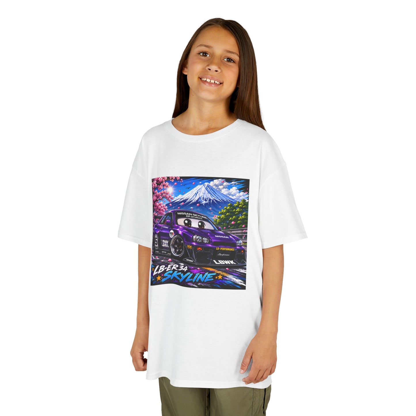 Kids T‑Shirt — Retro Japanese Drift Car Graphic (“Liberty Skyline”)