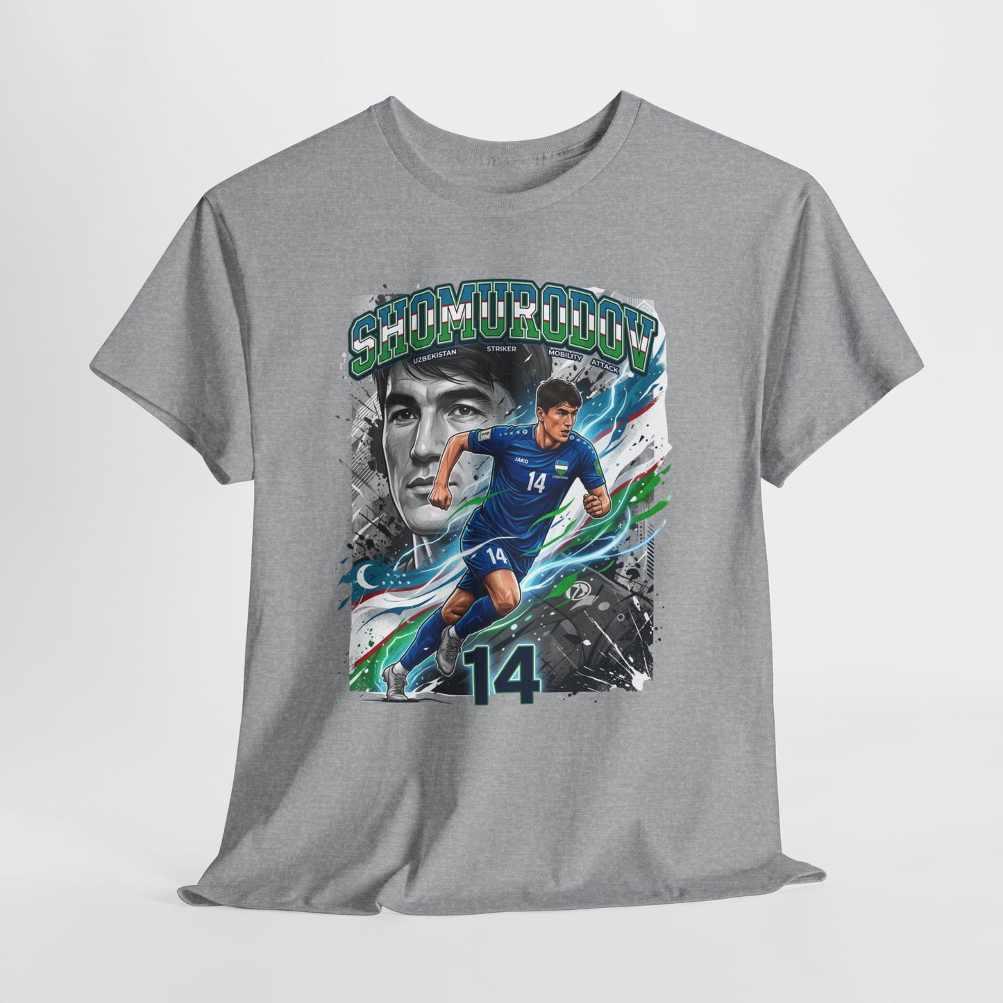 Shomurodov #14 – Uzbekistan’s Dynamic Striker T-Shirt