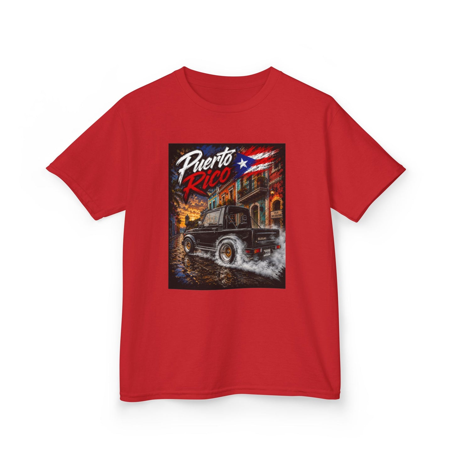 Kids T-Shirt — Puerto Rico Vintage Car Retro Travel Graphic