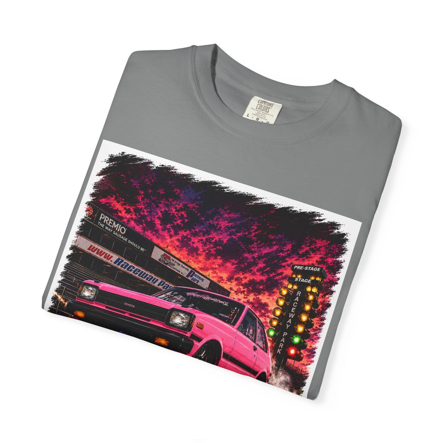 Retro Pink Starlet T-Shirt — Neon Pink Skyline Racing Graphic