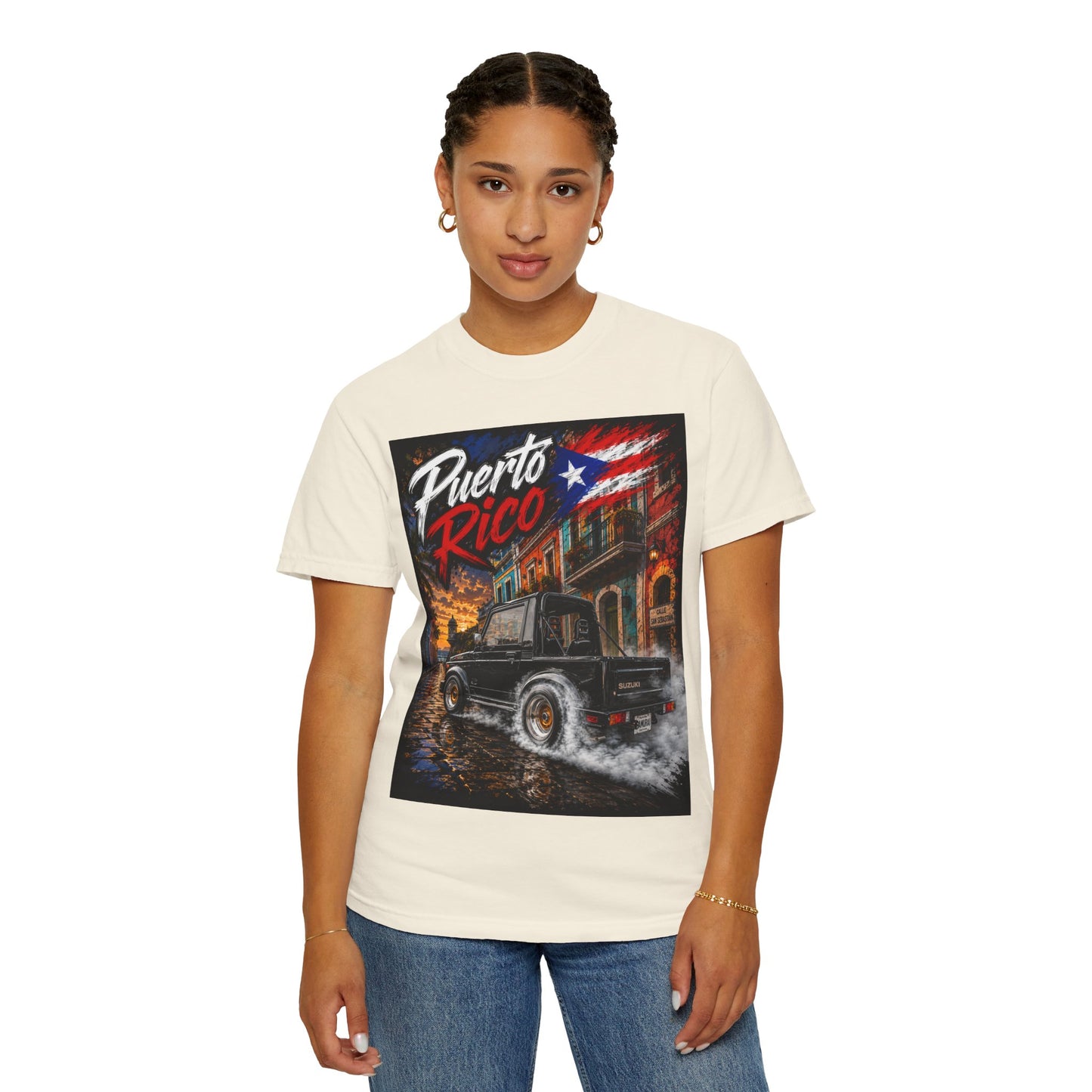 Puerto Rico Samuri Burnout T-Shirt — Retro Island Flag Graphic Tee