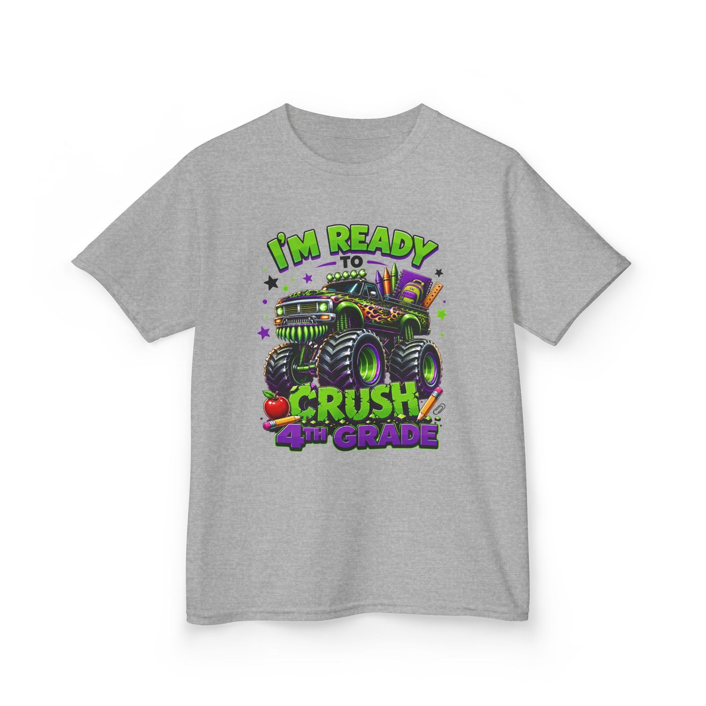 I’m Ready to Crush 4th Grade Monster Truck Kids T-Shirt – Back to School Tee