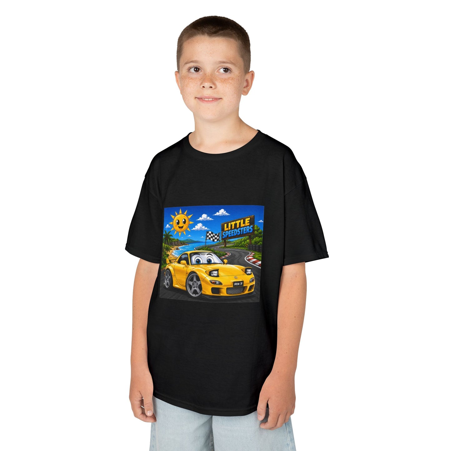 Kids Car T‑Shirt — "Little Speedster" Yellow FD RX7 Tee