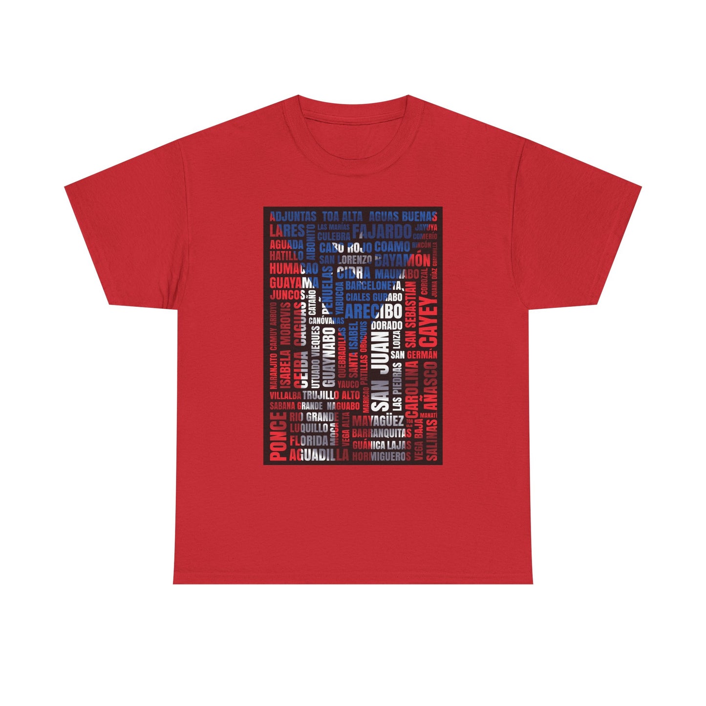 Puerto Rico Flag Word Cloud T-Shirt — Puerto Rican Pride Tee with Names Design