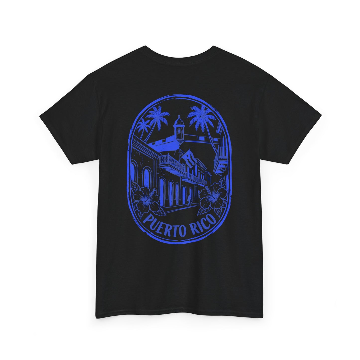 Puerto Rico Streets Tee — Handwritten Logo & Old San Juan Back Illustration