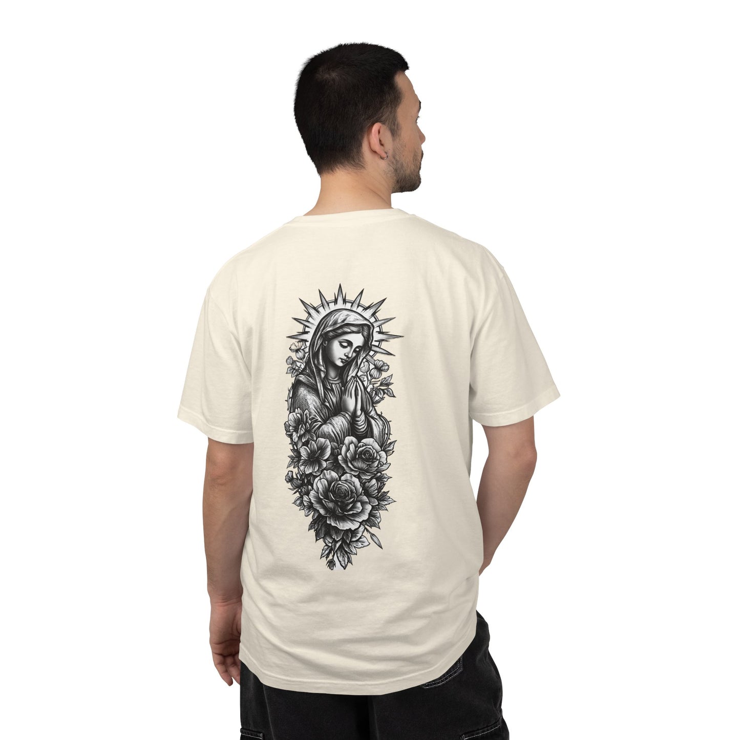 T-Shirt - Vintage Virgin Mary & Roses Graphic Tee