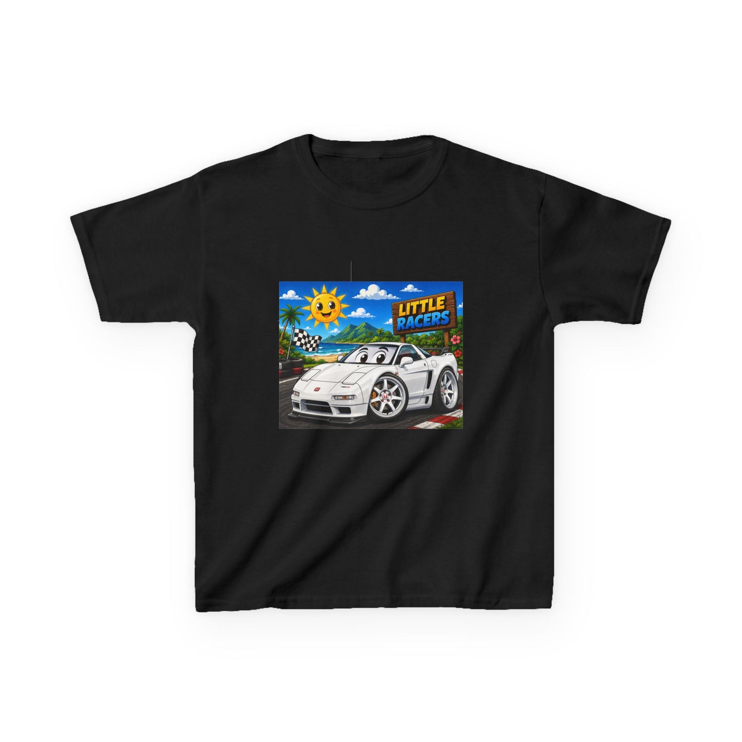 Kids Racing Car T‑Shirt — 'Little Racers' White NSX Graphic Tee