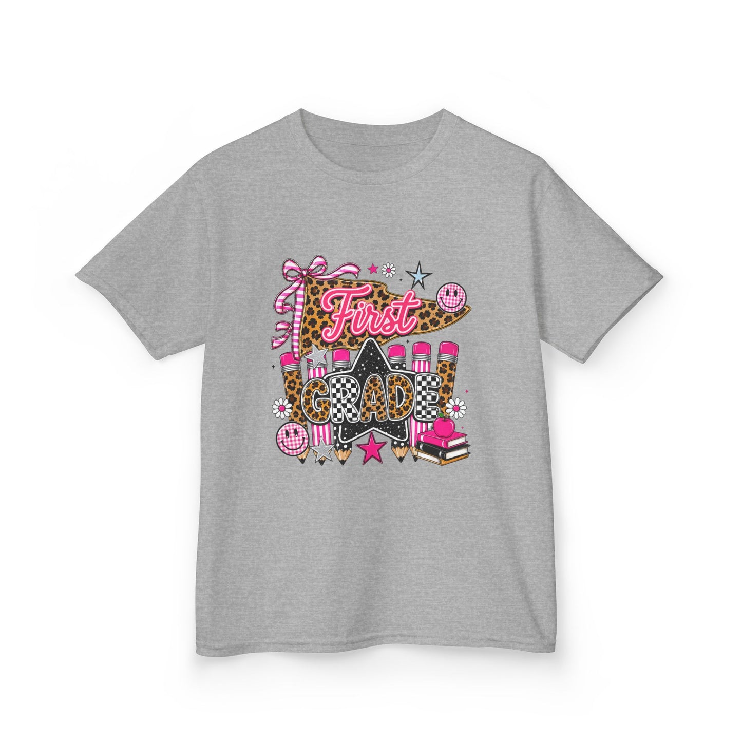 First Grade Girl Back to School T-Shirt – Pink Leopard First Day of 1st Grade Tee