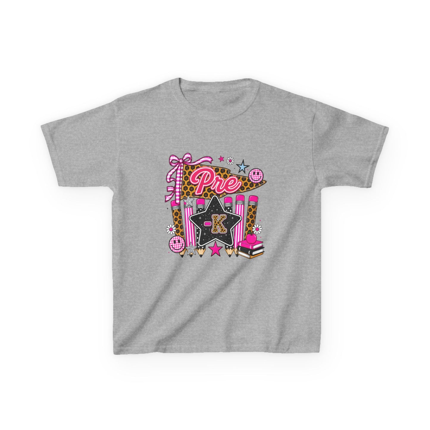 Pre-K Girl Back to School T-Shirt – Pink Leopard Print First Day of Pre-K Tee