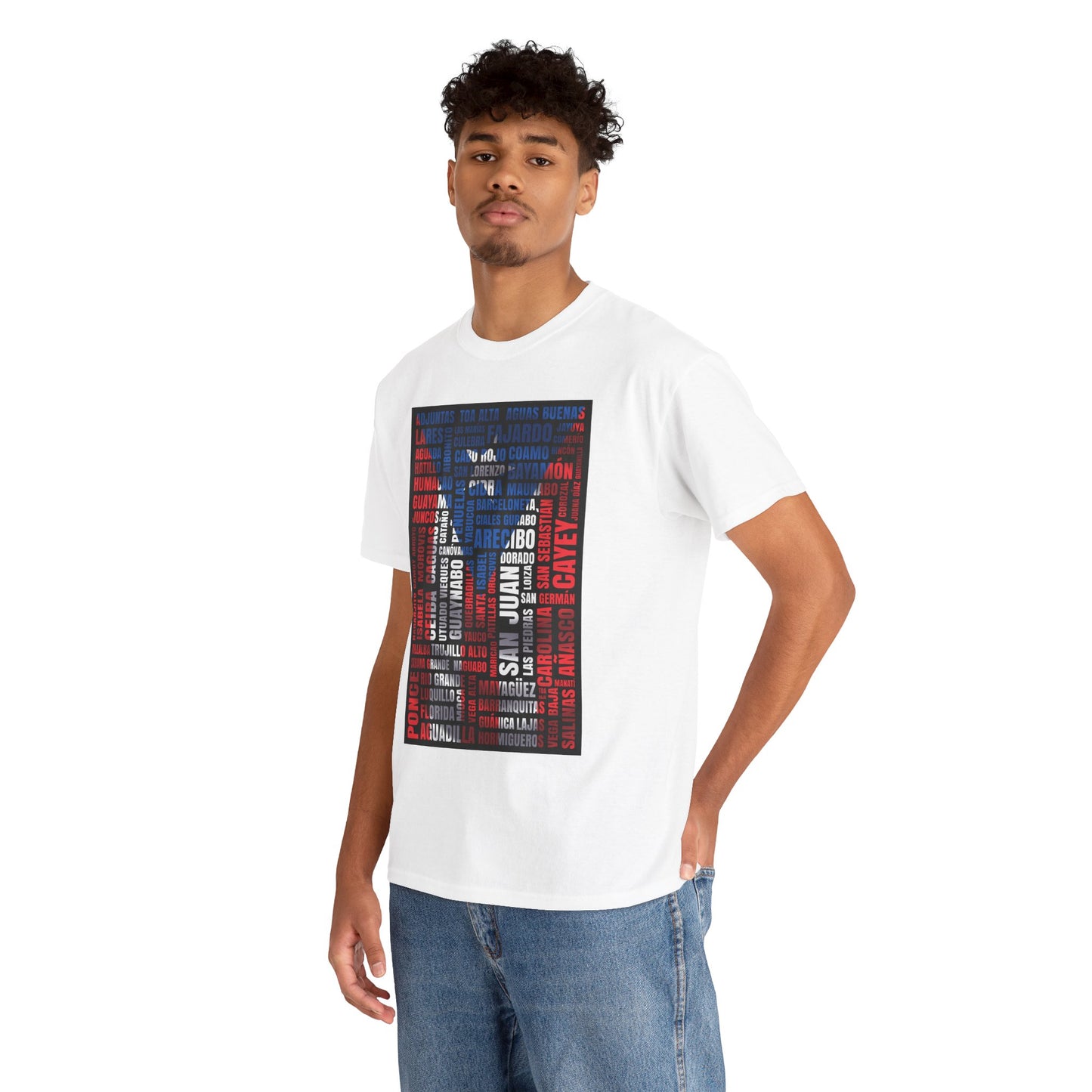Puerto Rico Flag Word Cloud T-Shirt — Puerto Rican Pride Tee with Names Design