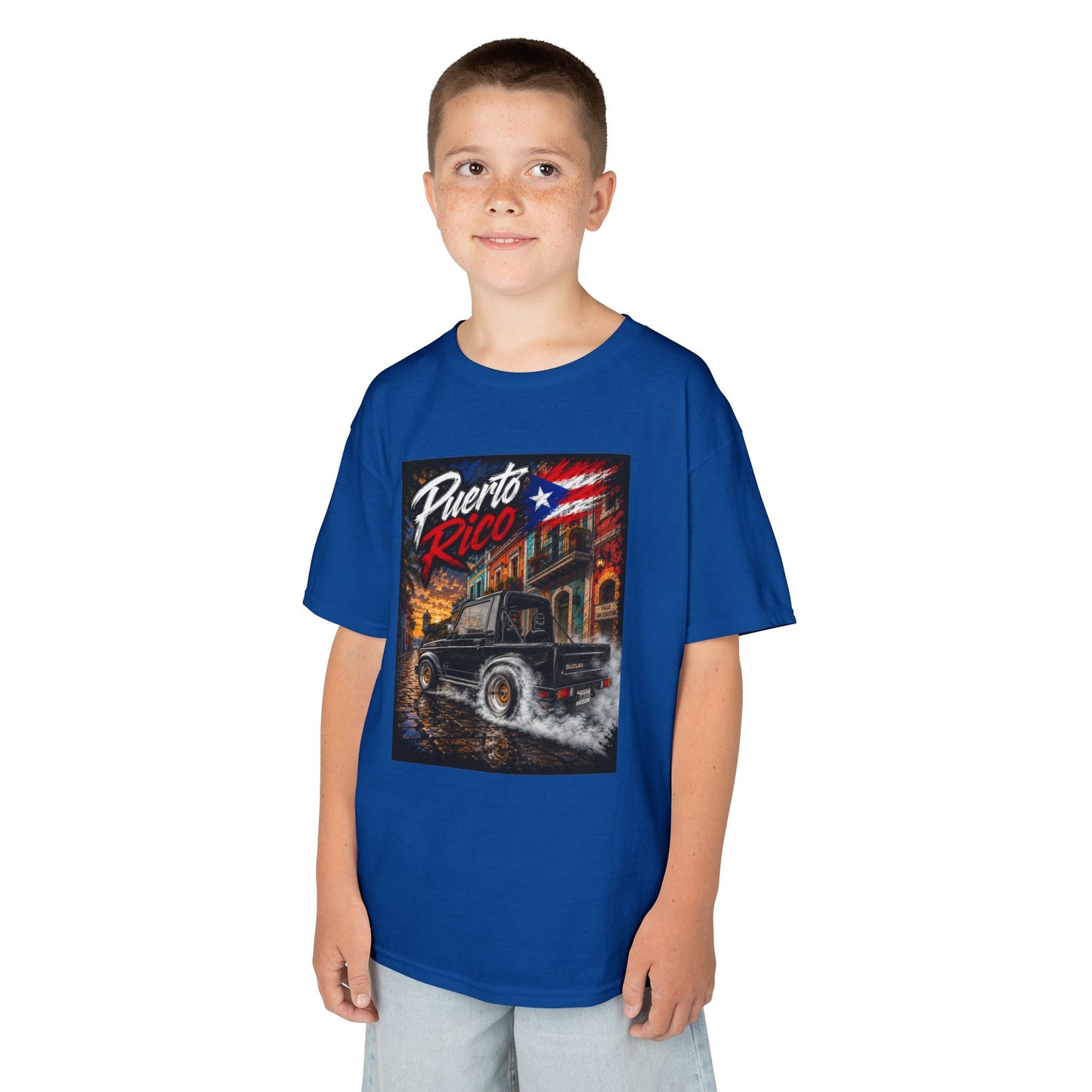 Kids T-Shirt — Puerto Rico Vintage Car Retro Travel Graphic