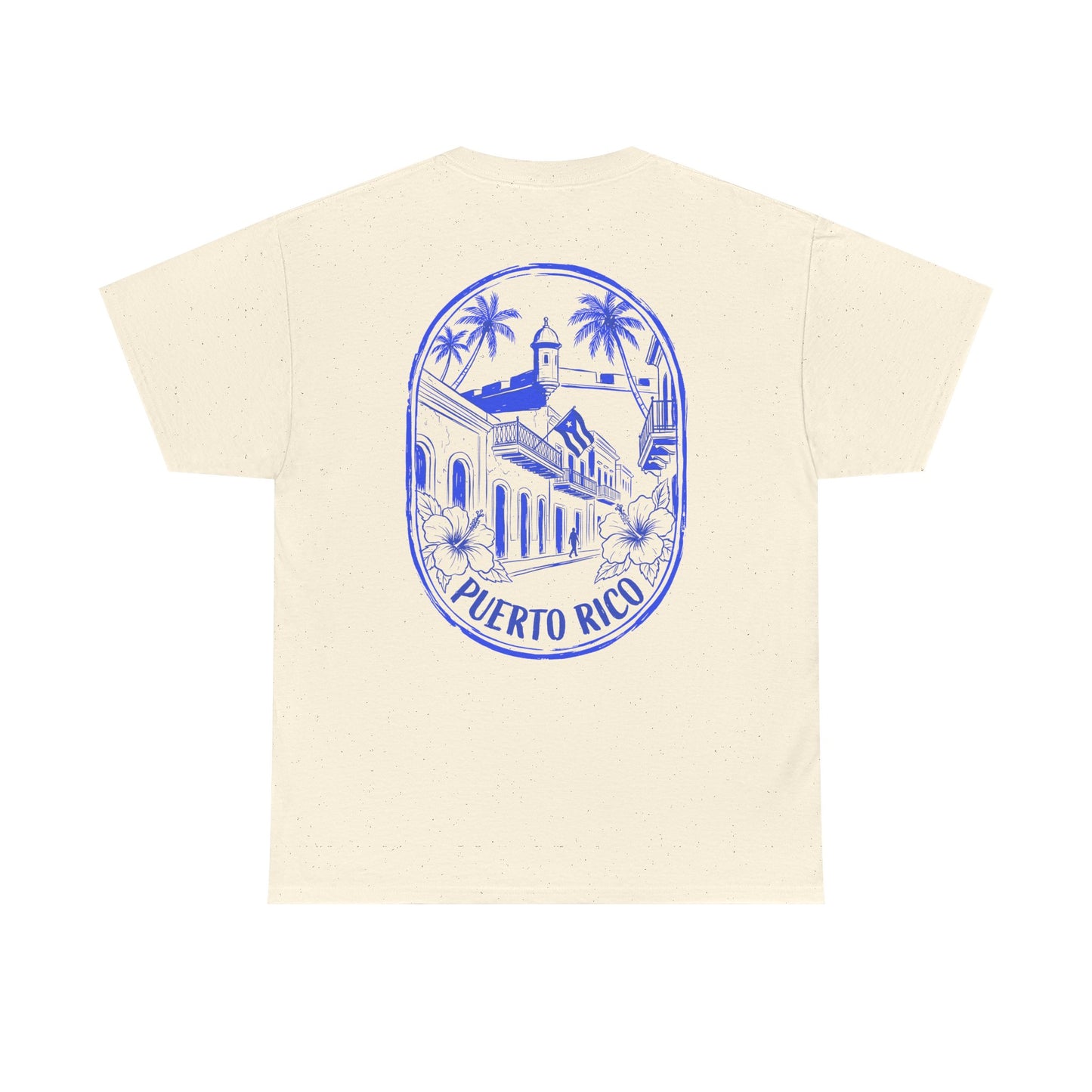 Puerto Rico Streets Tee — Handwritten Logo & Old San Juan Back Illustration