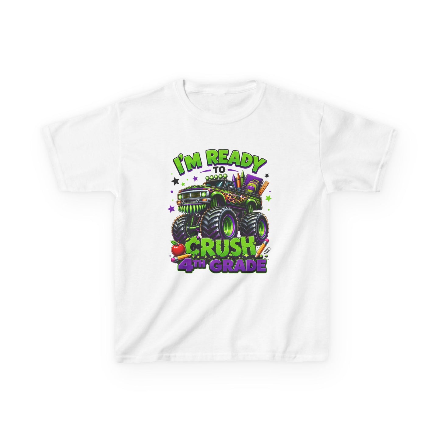 I’m Ready to Crush 4th Grade Monster Truck Kids T-Shirt – Back to School Tee