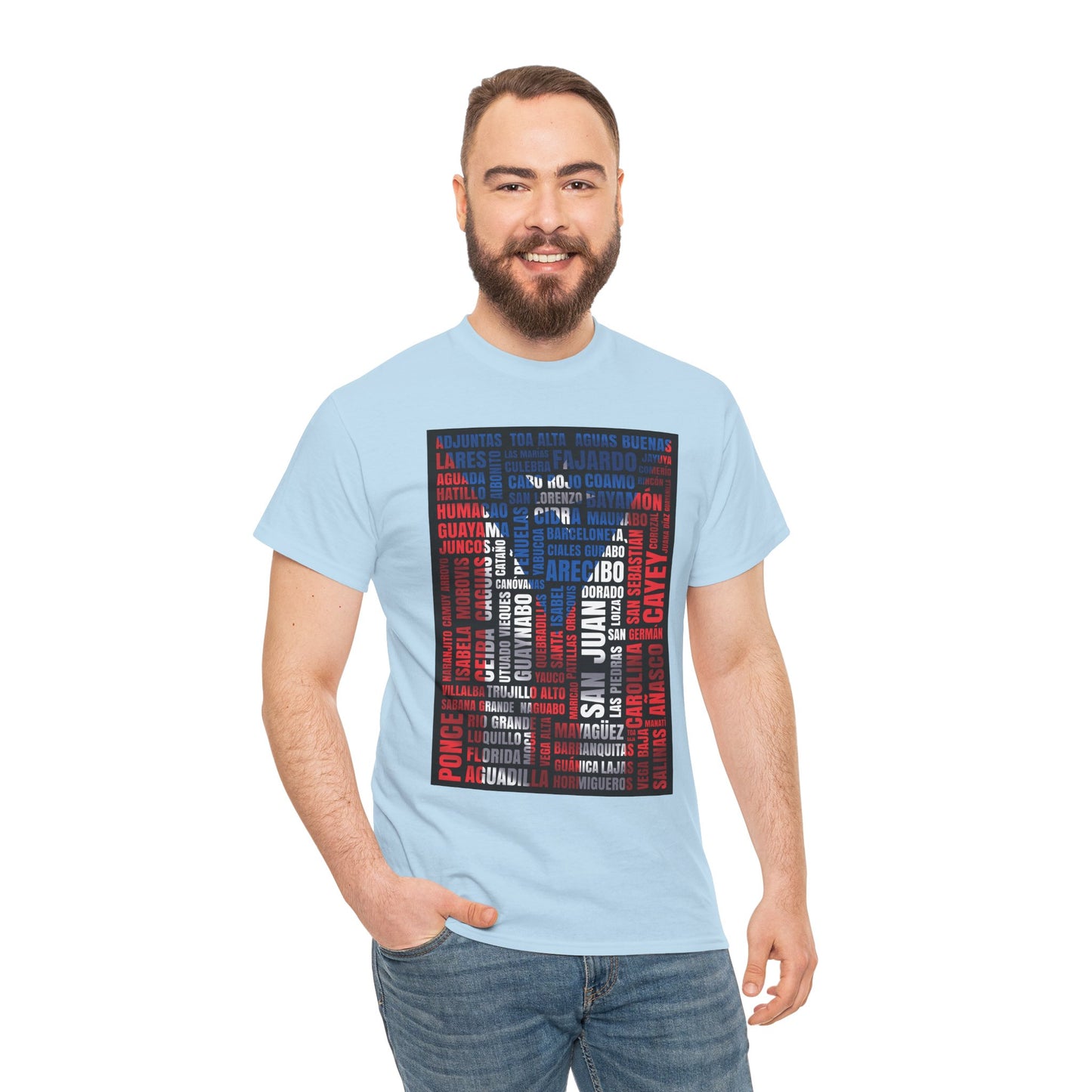 Puerto Rico Flag Word Cloud T-Shirt — Puerto Rican Pride Tee with Names Design