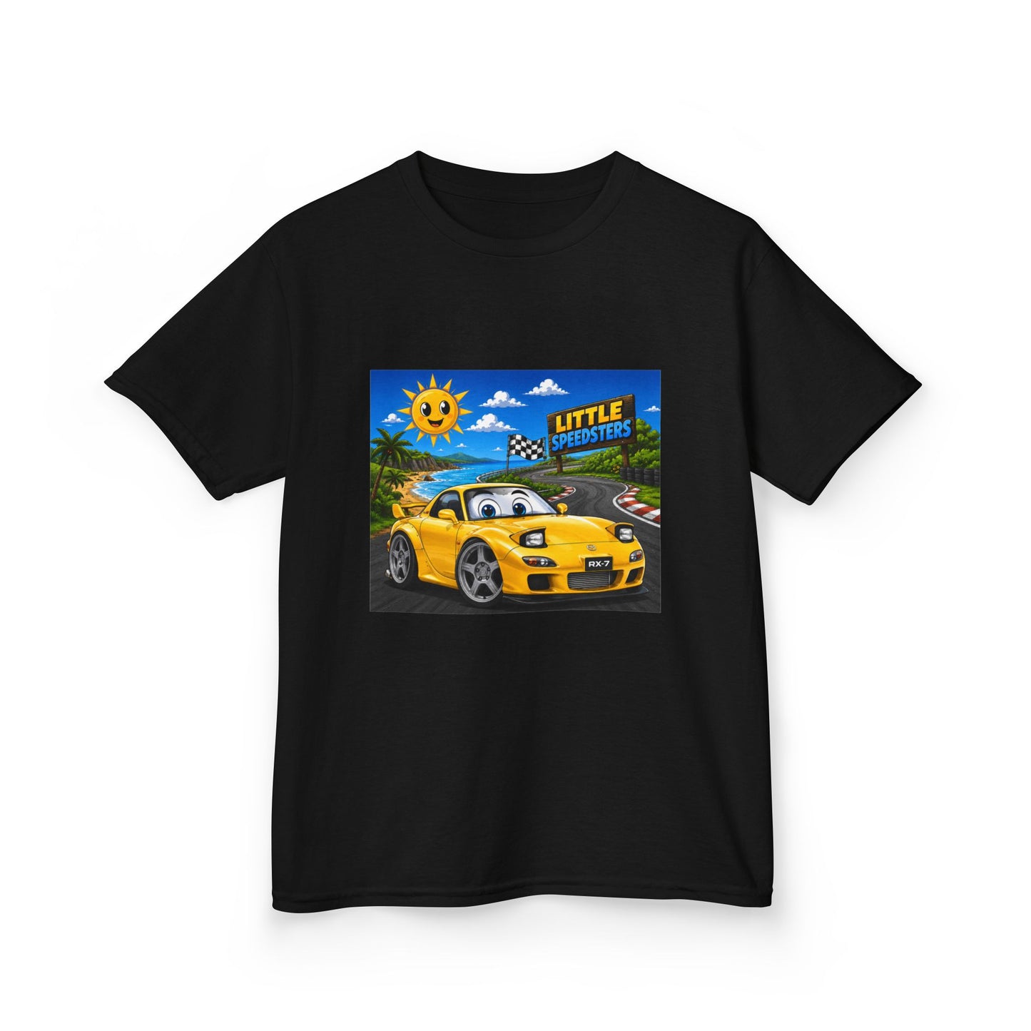Kids Car T‑Shirt — "Little Speedster" Yellow FD RX7 Tee