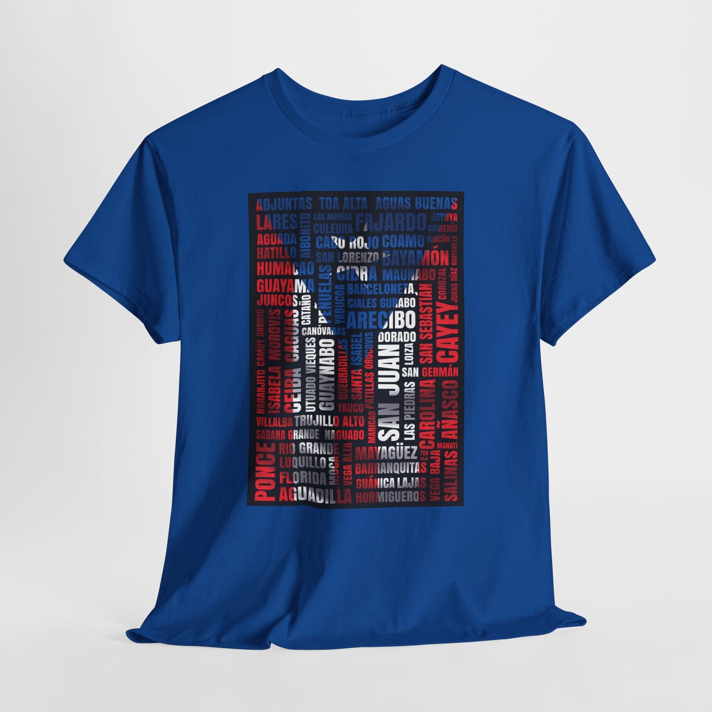 Puerto Rico Flag Word Cloud T-Shirt — Puerto Rican Pride Tee with Names Design